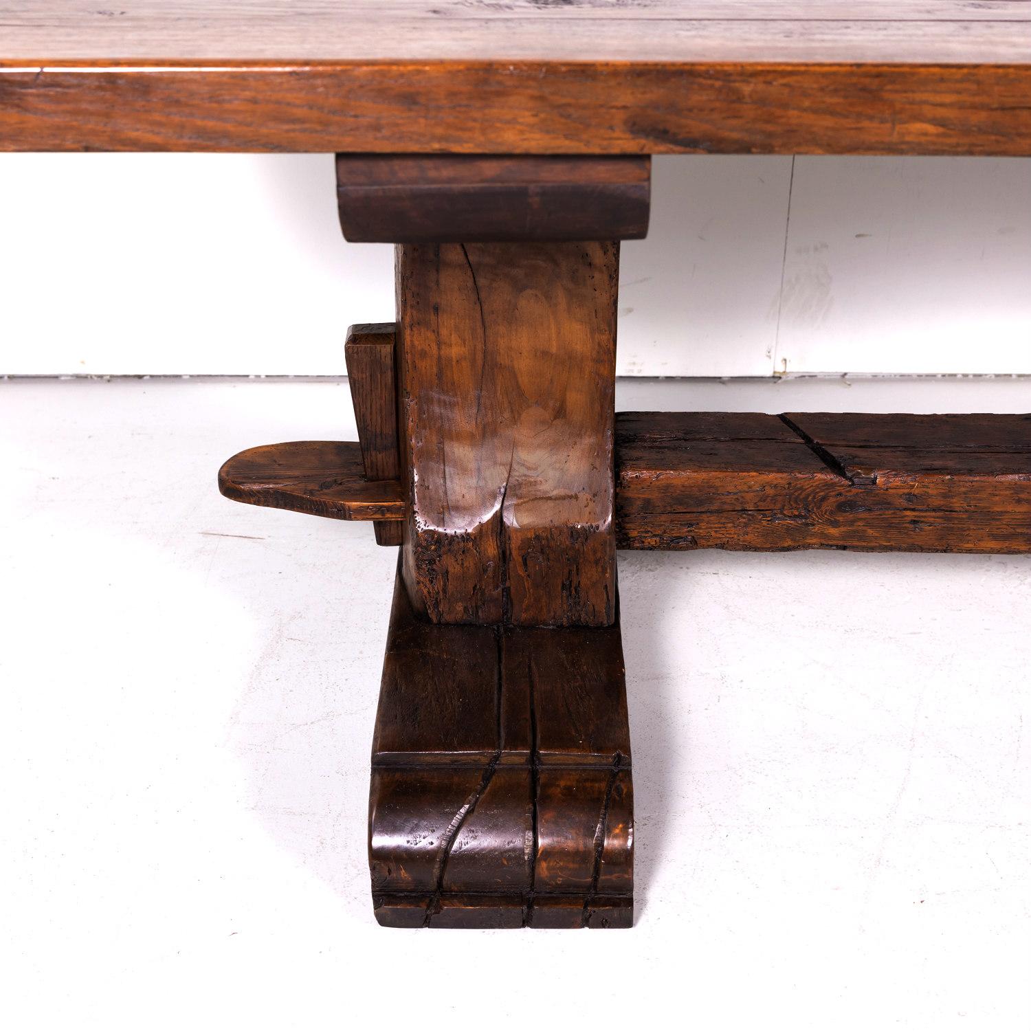 19th Century French Oak Monastery Trestle Dining Table 3