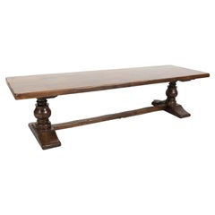 19th Century French Oak Monastery Trestle Table from Normandy