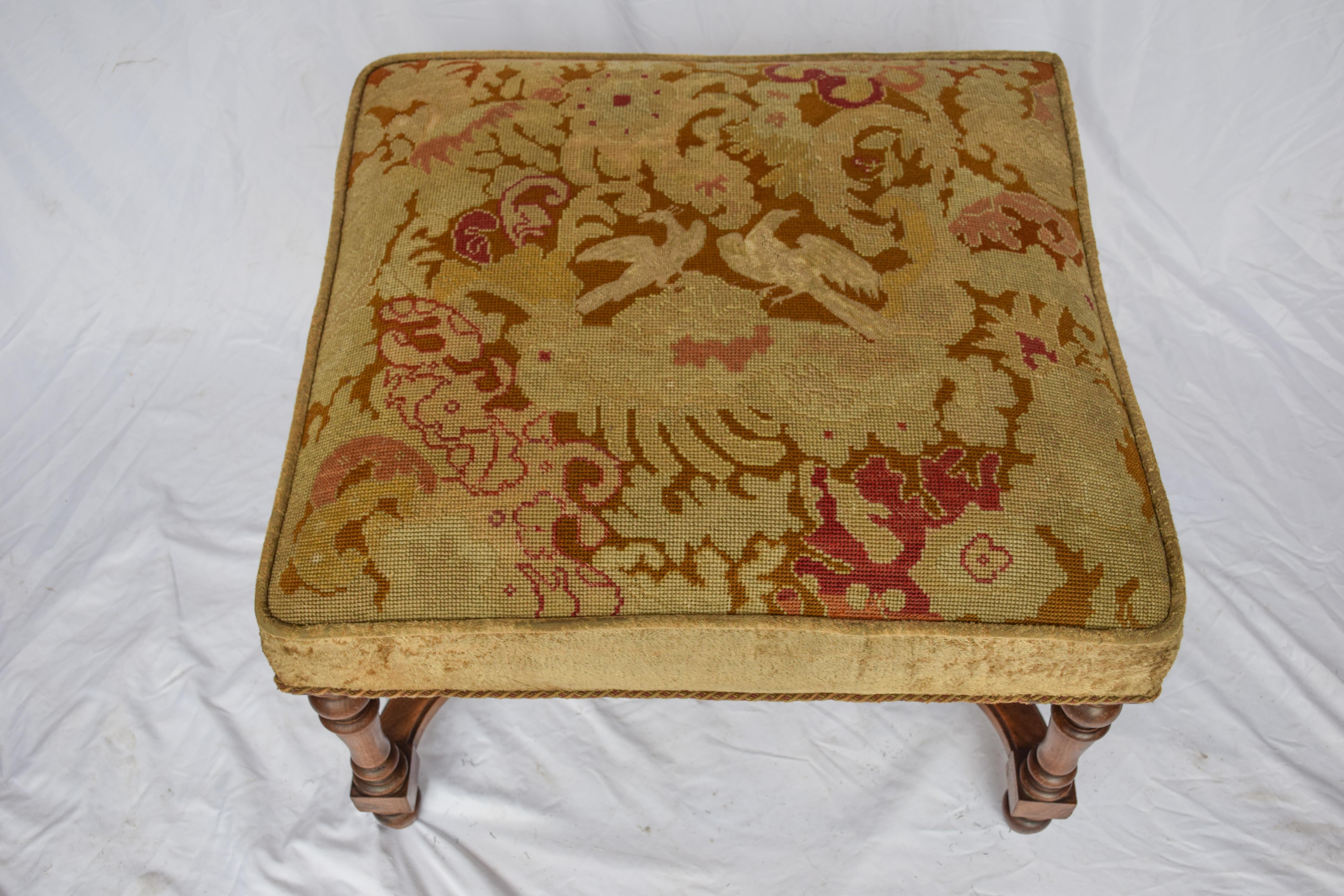 French Provincial 19th Century French Oak Needlepoint Bench