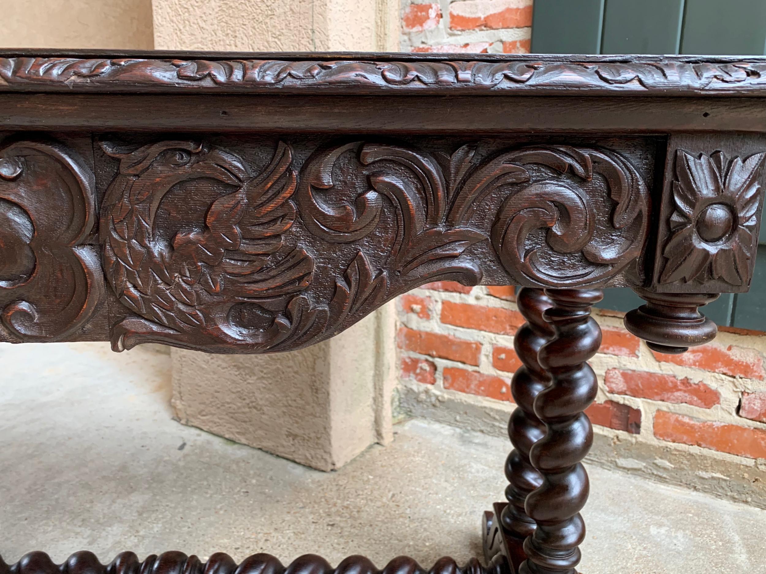 Ancienne table console de bibliothèque en chêne français style Louis XIII à torsion d'orge en vente 9