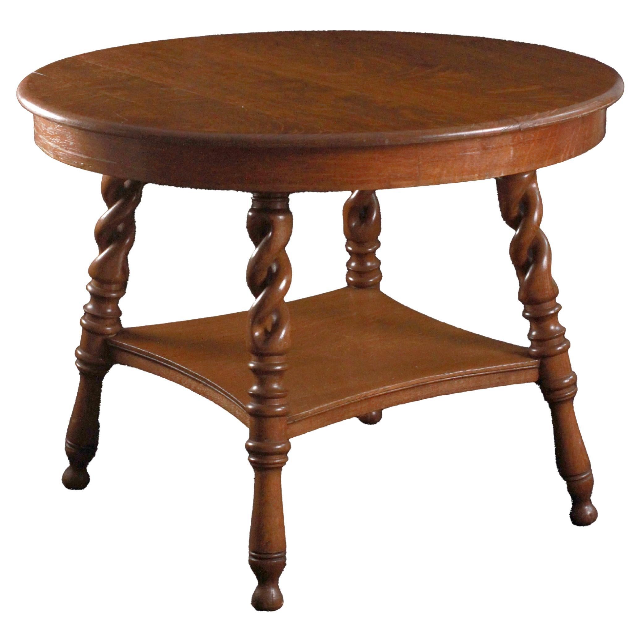 19th Century French Oak Open Barley Twist Centre Table For Sale
