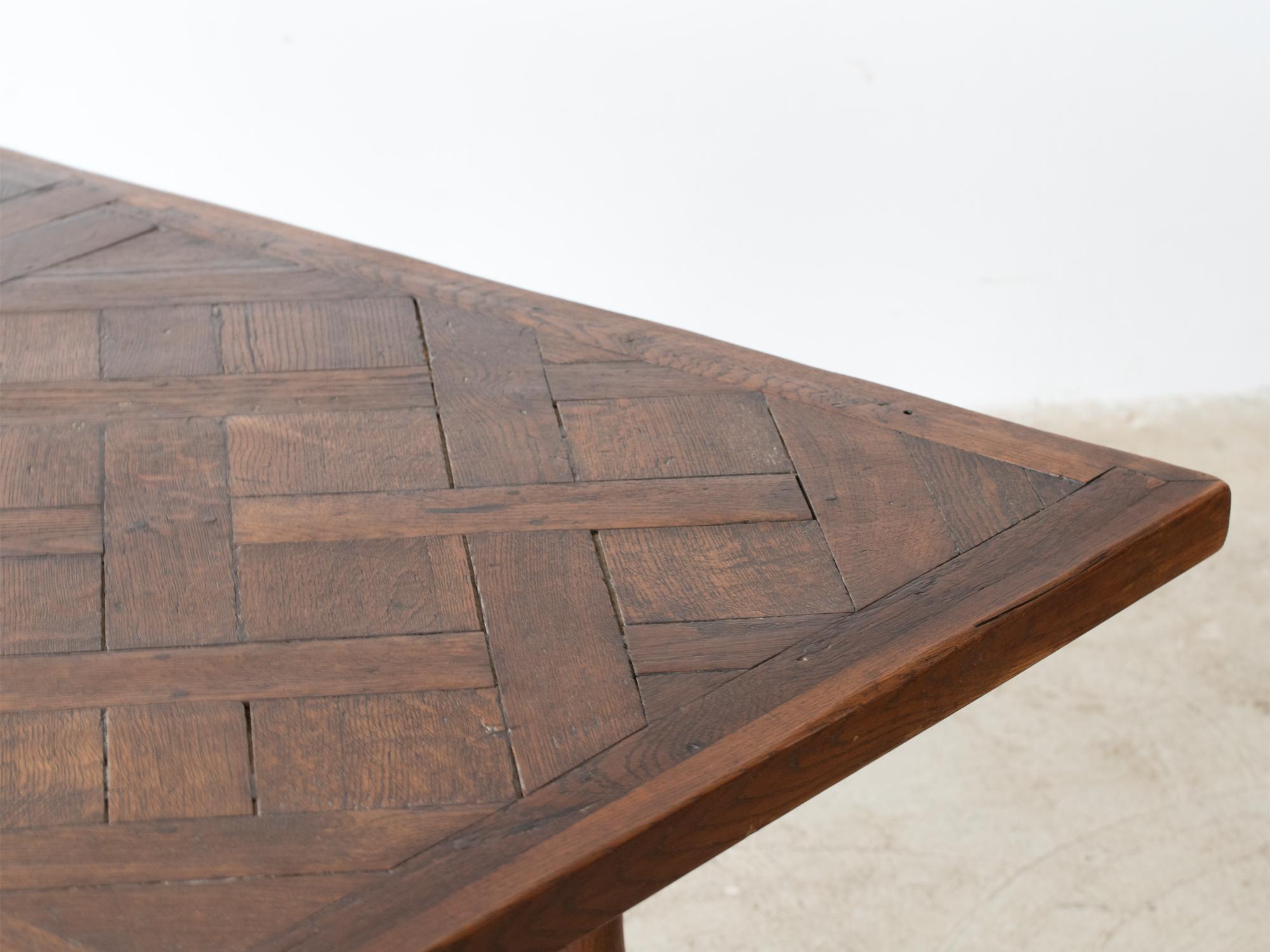 19th Century French Oak Parquetry Refectory Dining Table For Sale 3
