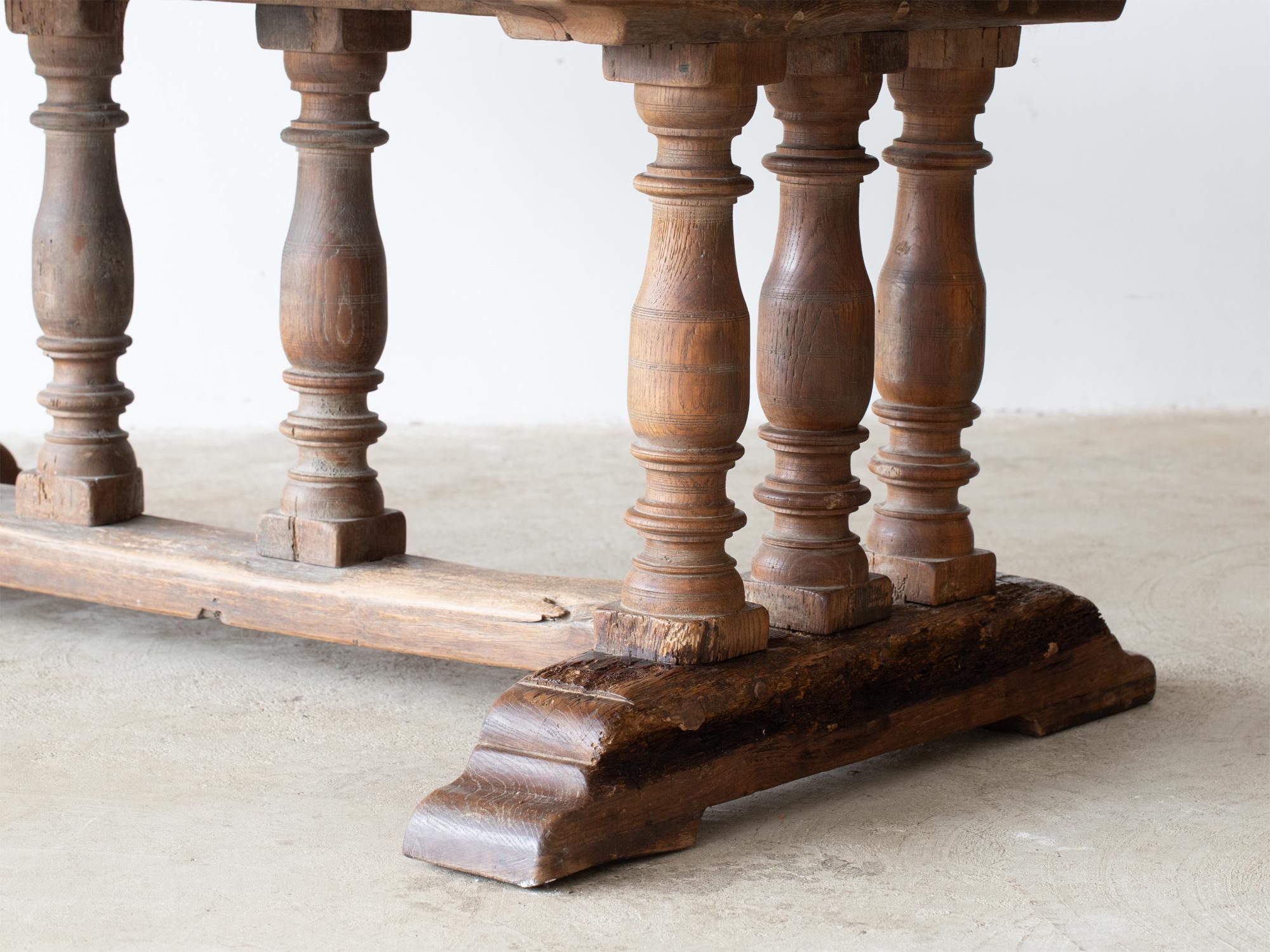 19th Century French Oak Parquetry Refectory Dining Table For Sale 6
