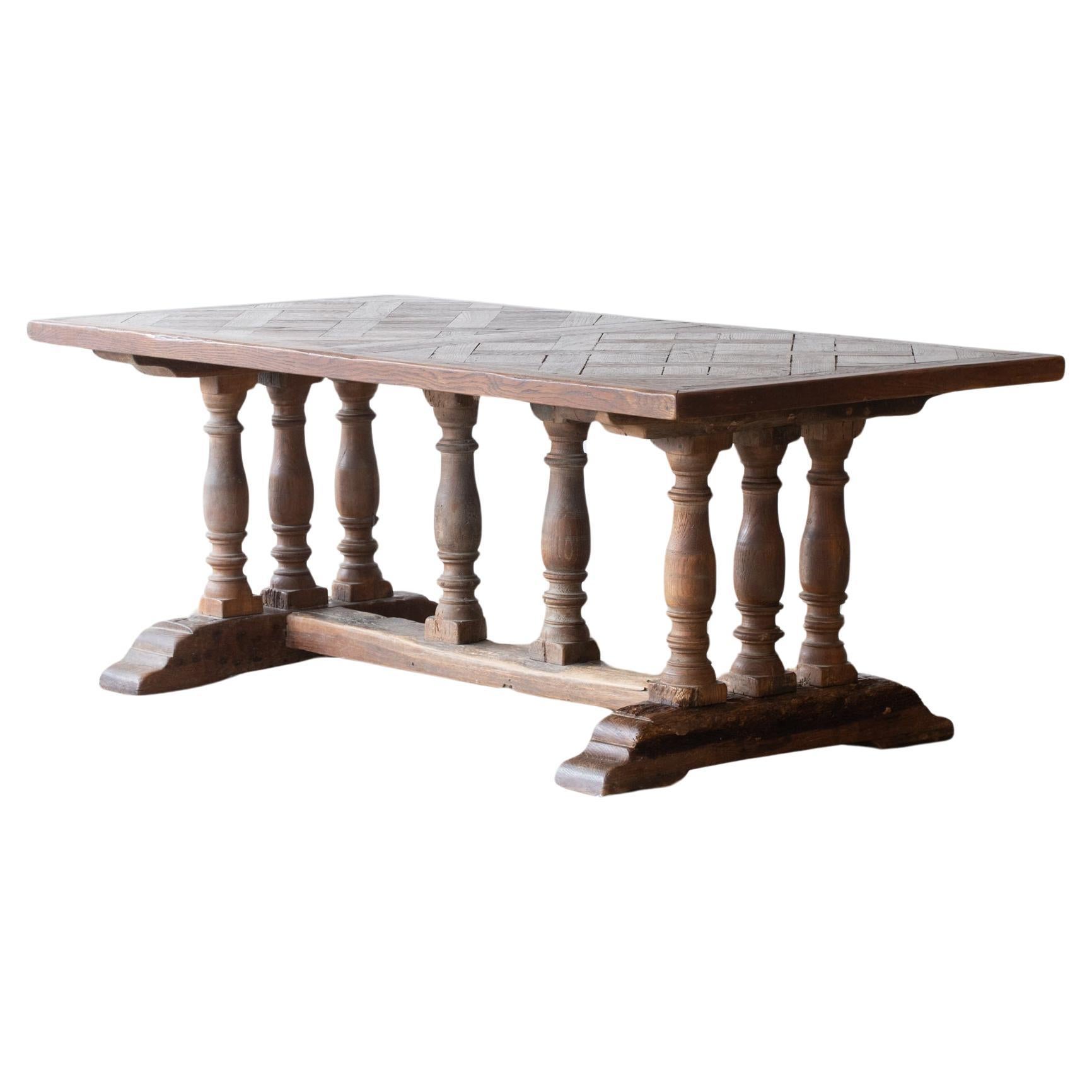 19th Century French Oak Parquetry Refectory Dining Table For Sale