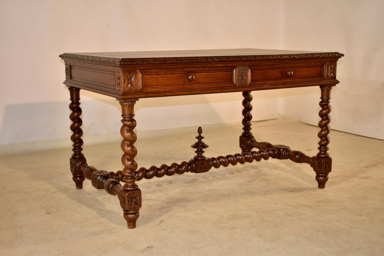 19th Century French Oak Partner's Desk For Sale 6
