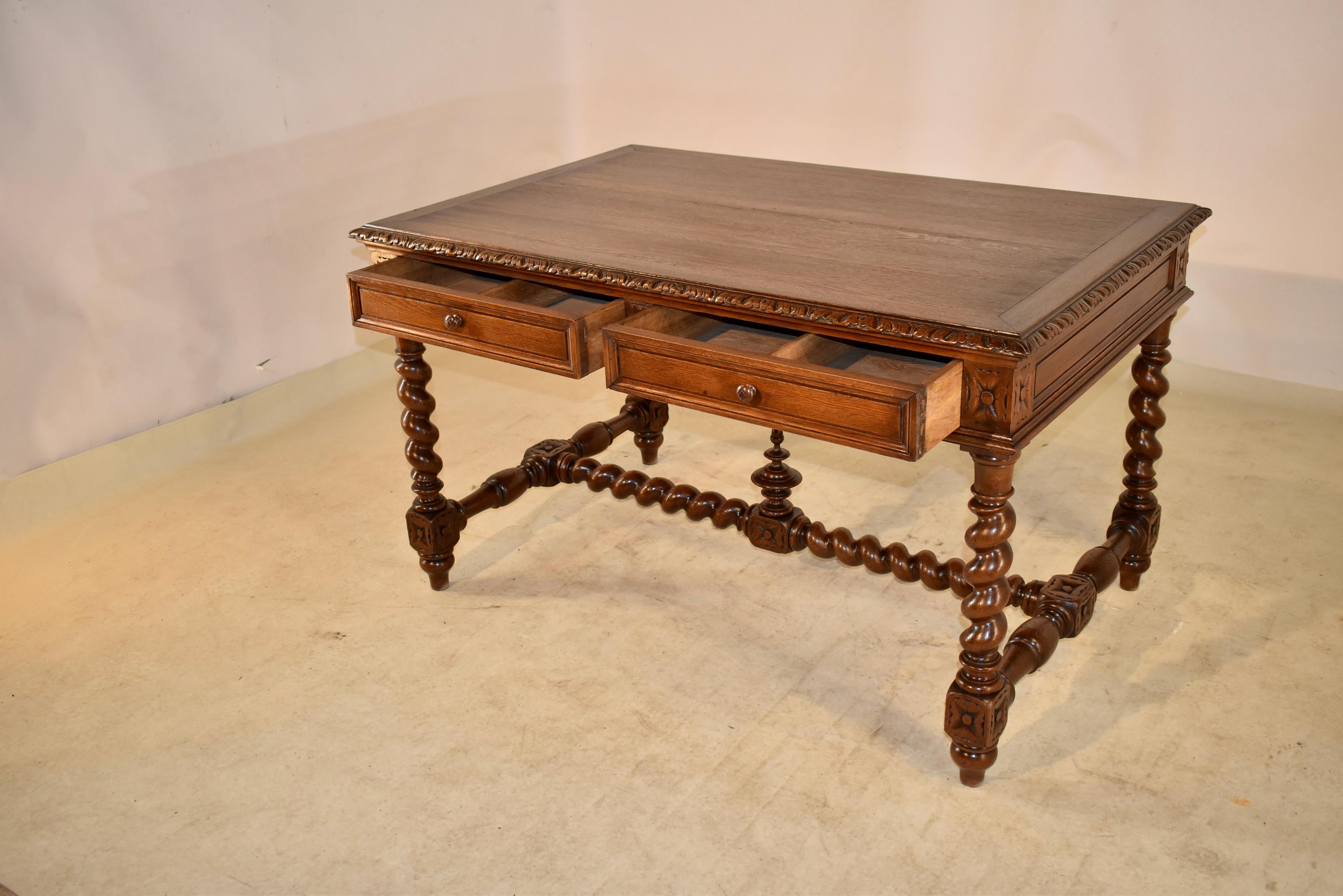 19th Century French Oak Partner's Desk 7