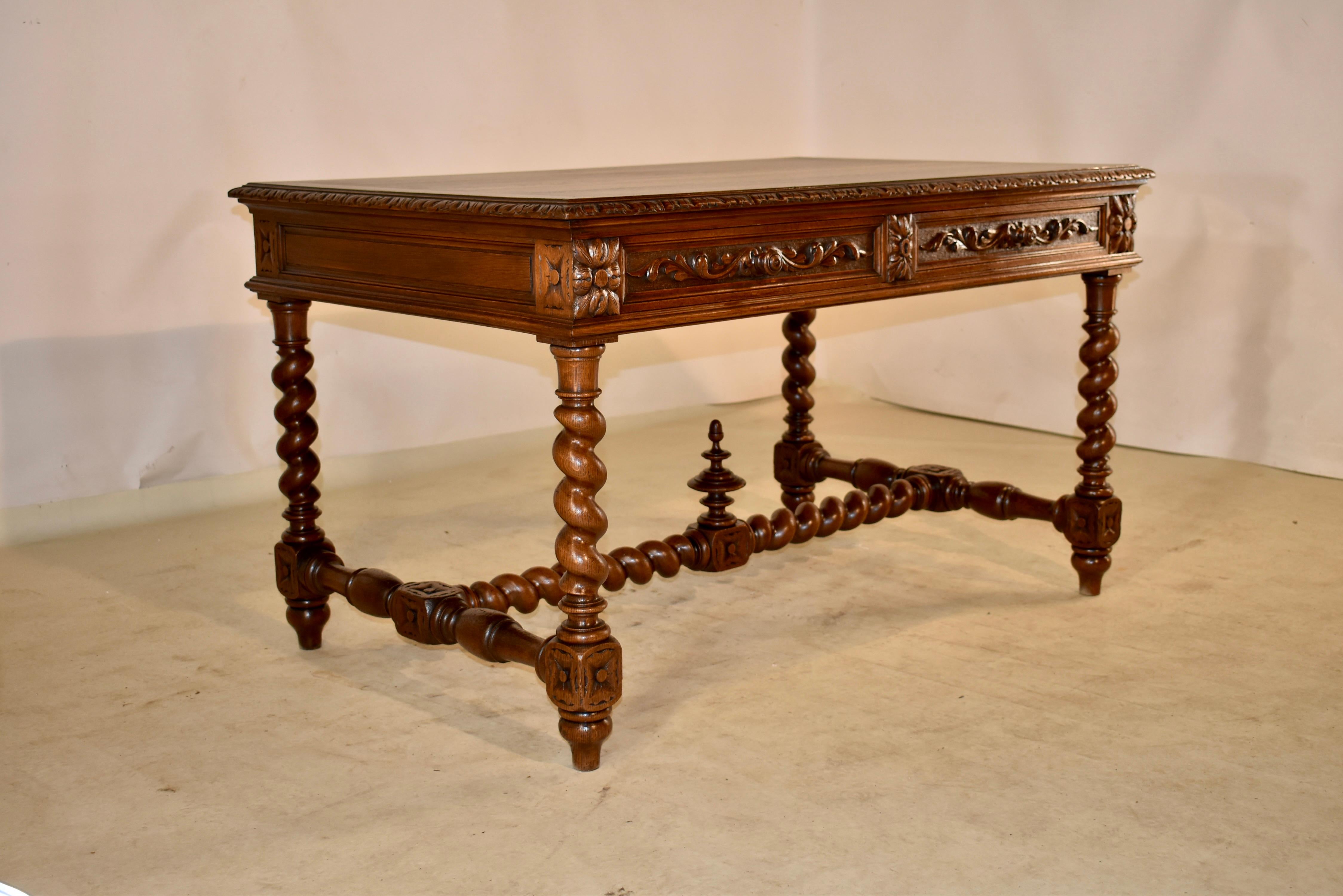 19th Century French Oak Partner's Desk 1