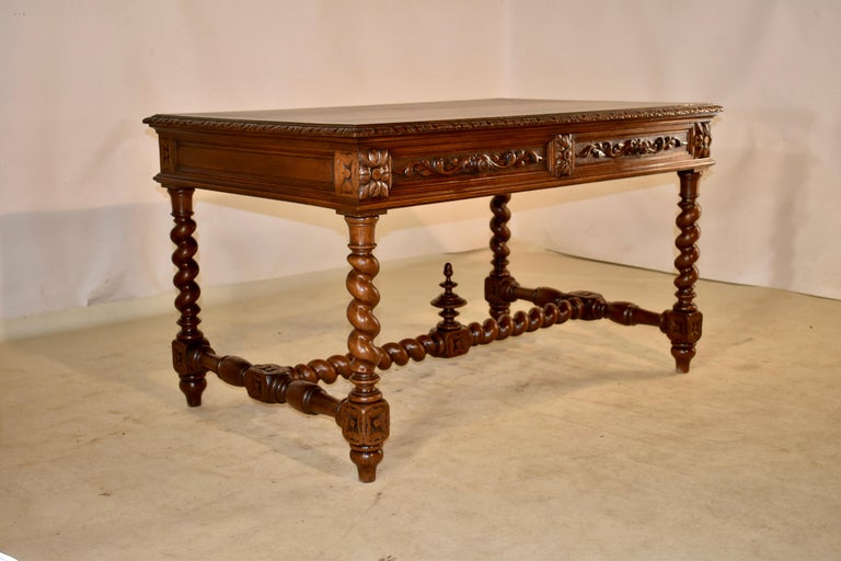 19th Century French Oak Partner's Desk For Sale 1