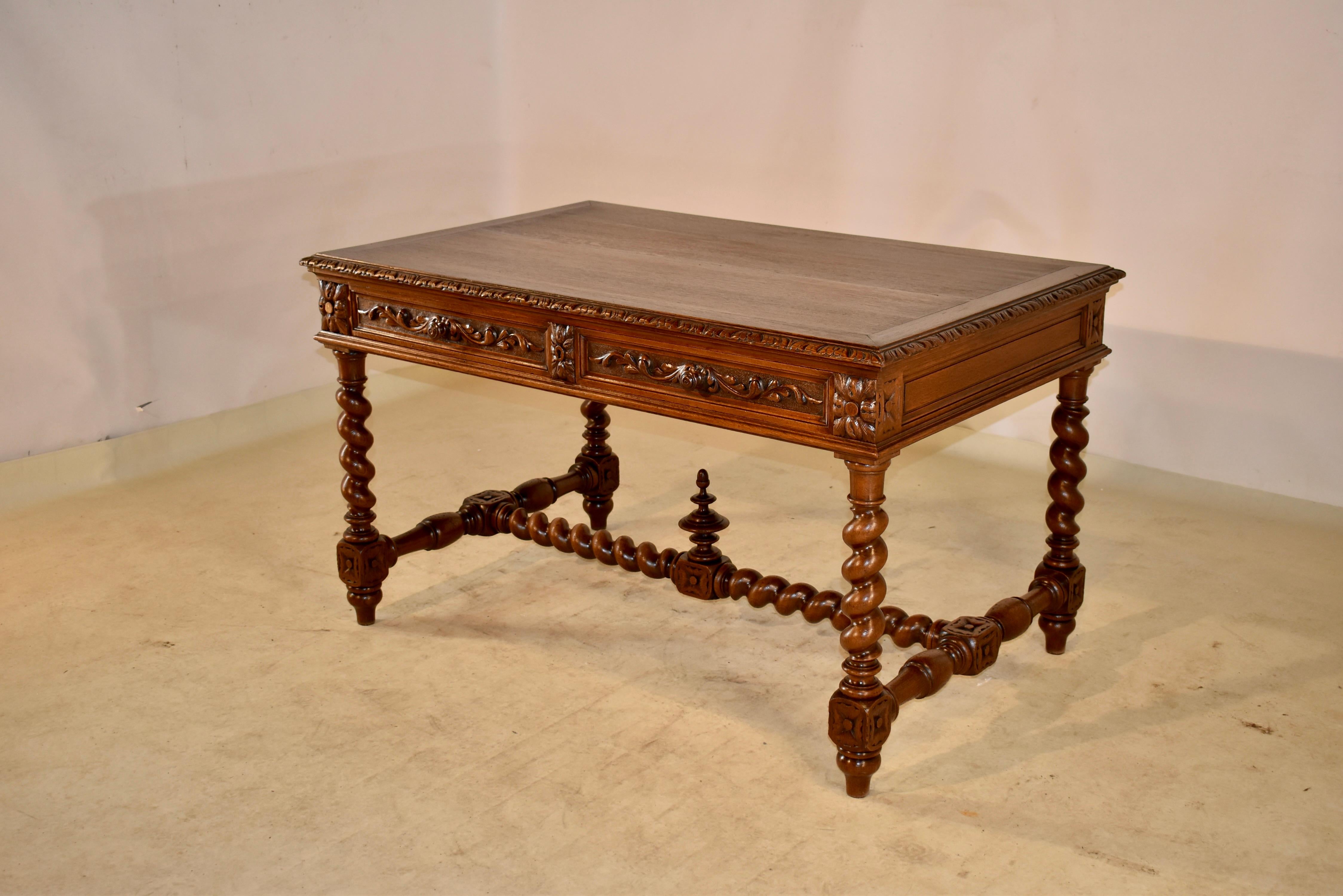 19th Century French Oak Partner's Desk 2
