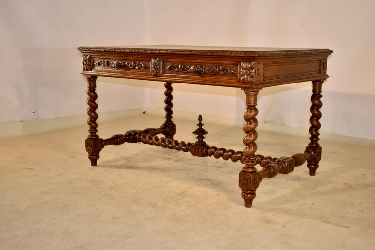 19th Century French Oak Partner's Desk For Sale 3