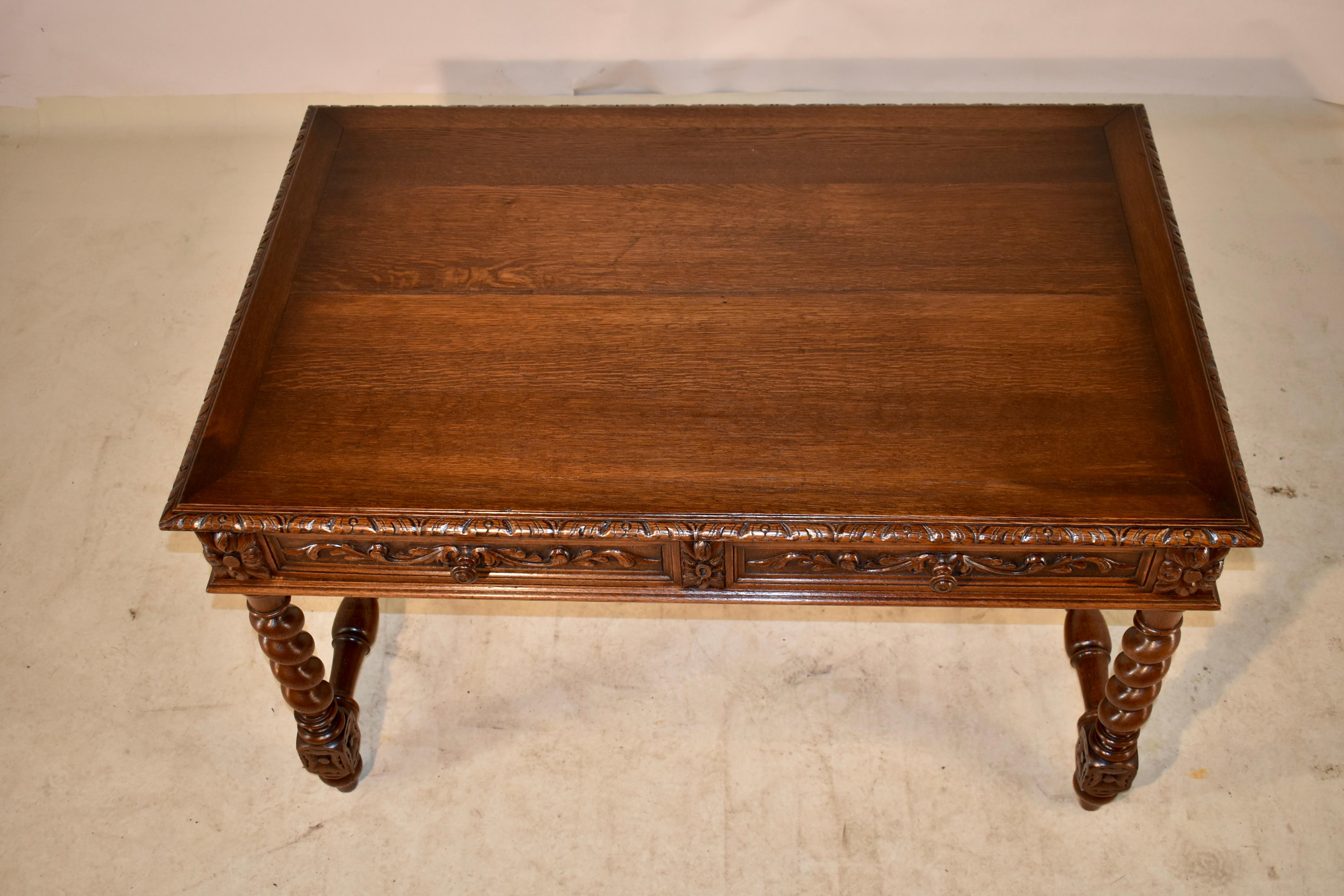 19th Century French Oak Partner's Desk 4
