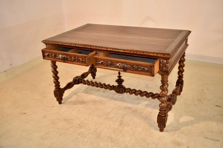 19th Century French Oak Partner's Desk For Sale 5
