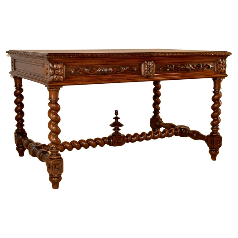 19th Century French Oak Partner's Desk For Sale