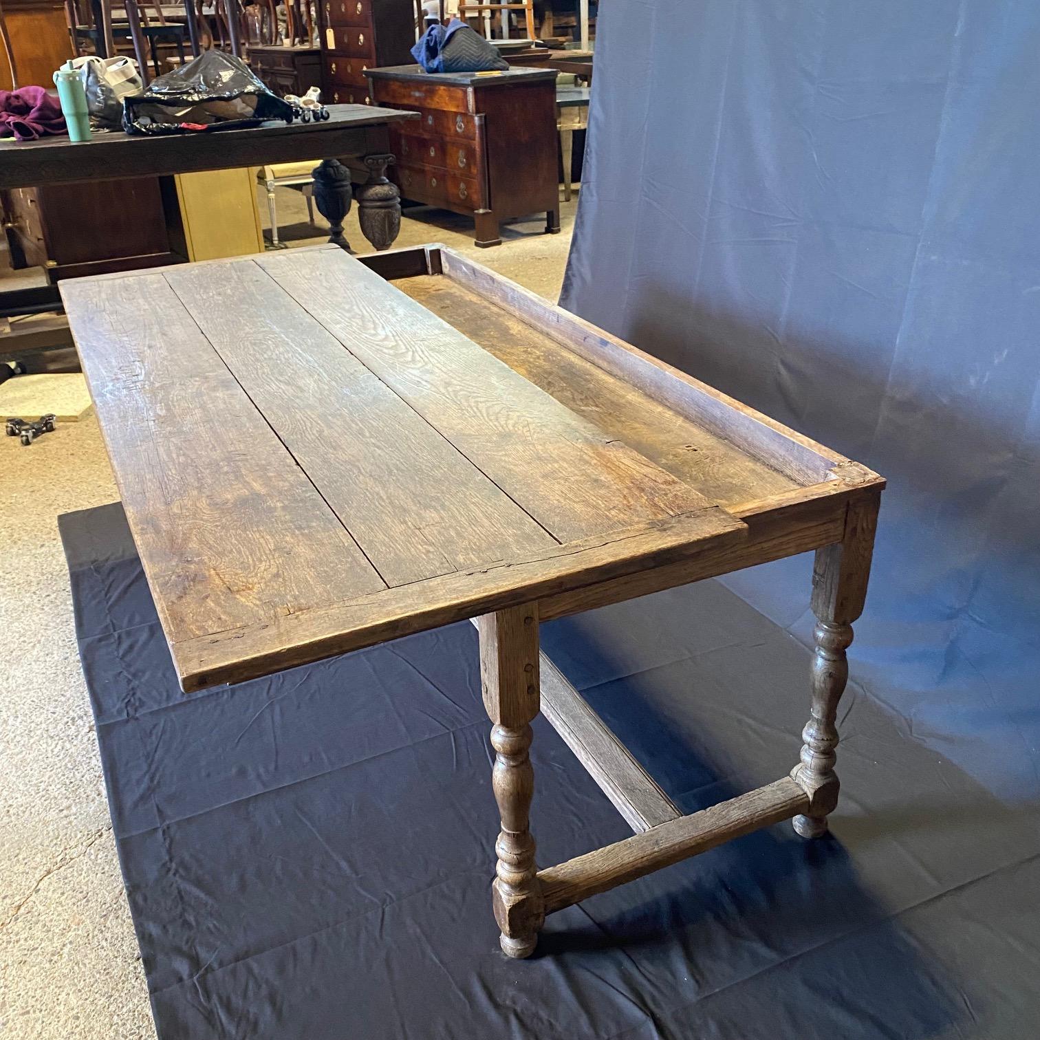 19th Century French Oak Provincial Farmhouse Dining Table For Sale 7