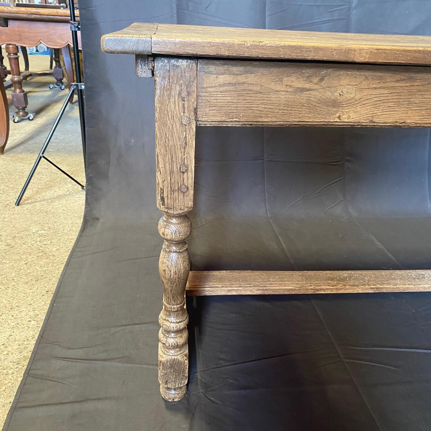 19th Century French Oak Provincial Farmhouse Dining Table For Sale 8