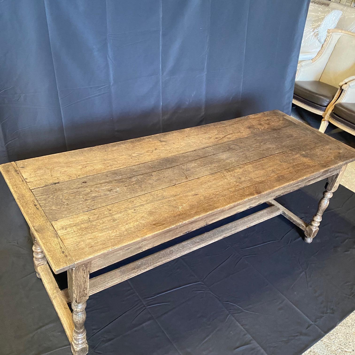 19th Century French Oak Provincial Farmhouse Dining Table For Sale 1