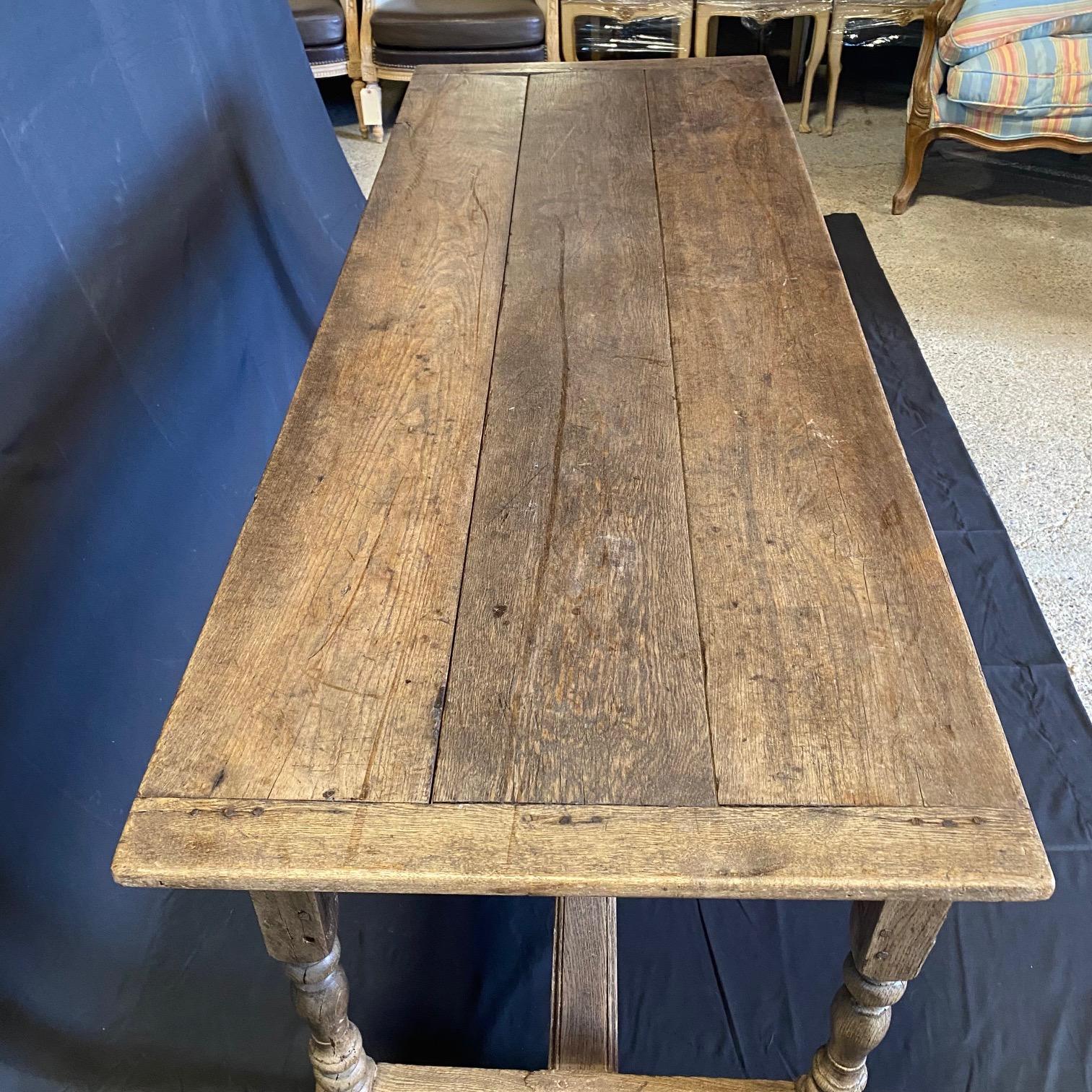 19th Century French Oak Provincial Farmhouse Dining Table For Sale 3