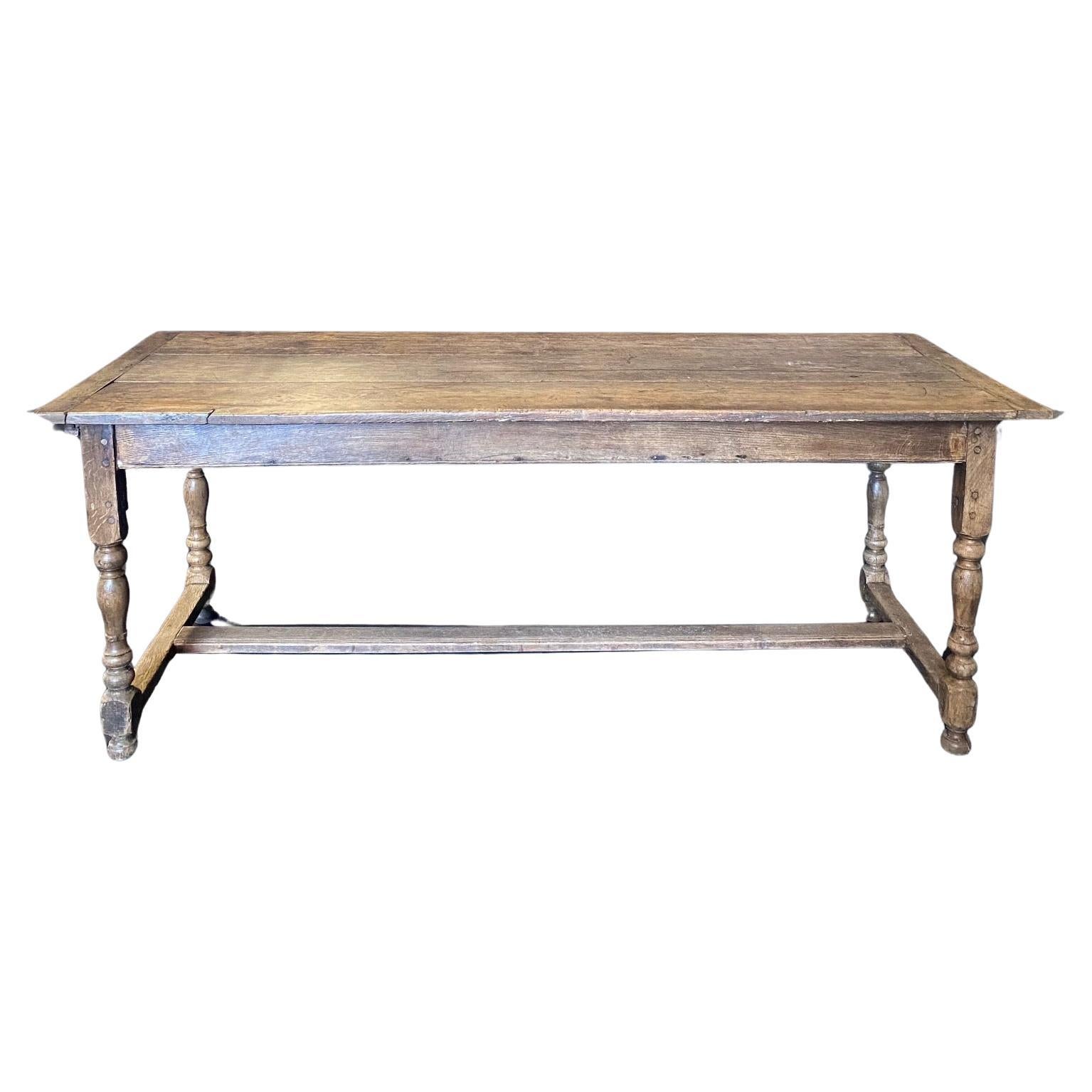 19th Century French Oak Provincial Farmhouse Dining Table For Sale