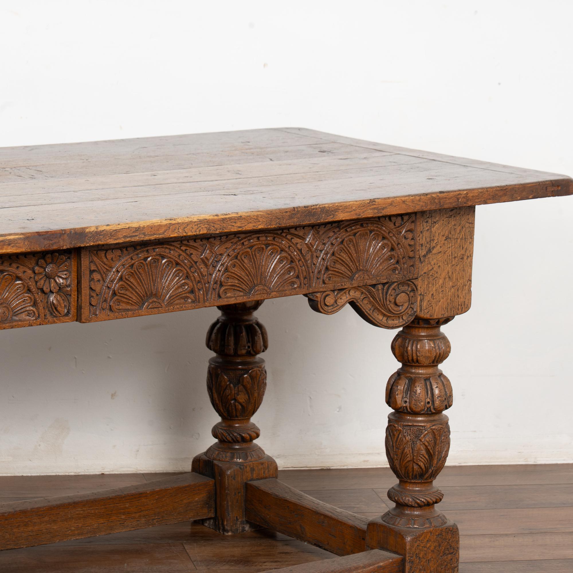 19th Century French Oak Refectory Table Library Console Table For Sale 5