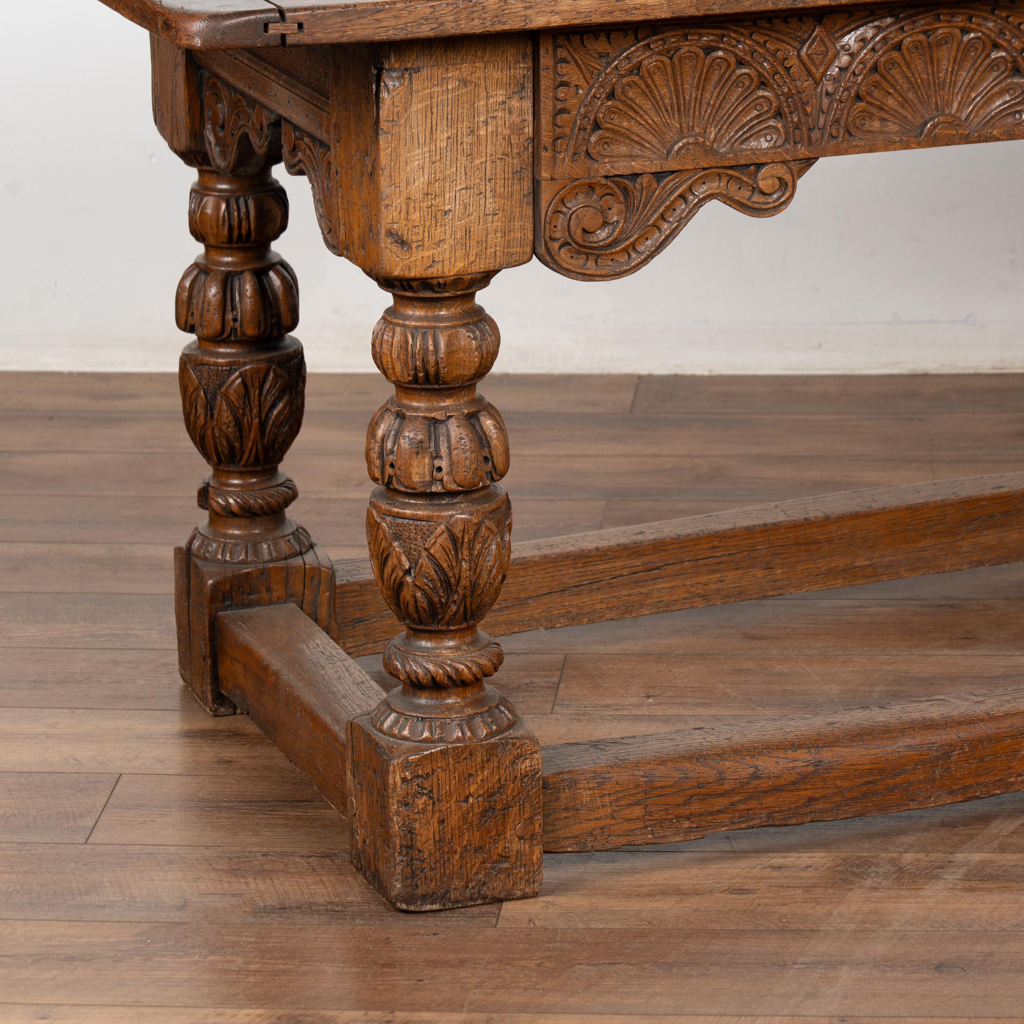 19th Century French Oak Refectory Table Library Console Table For Sale 6