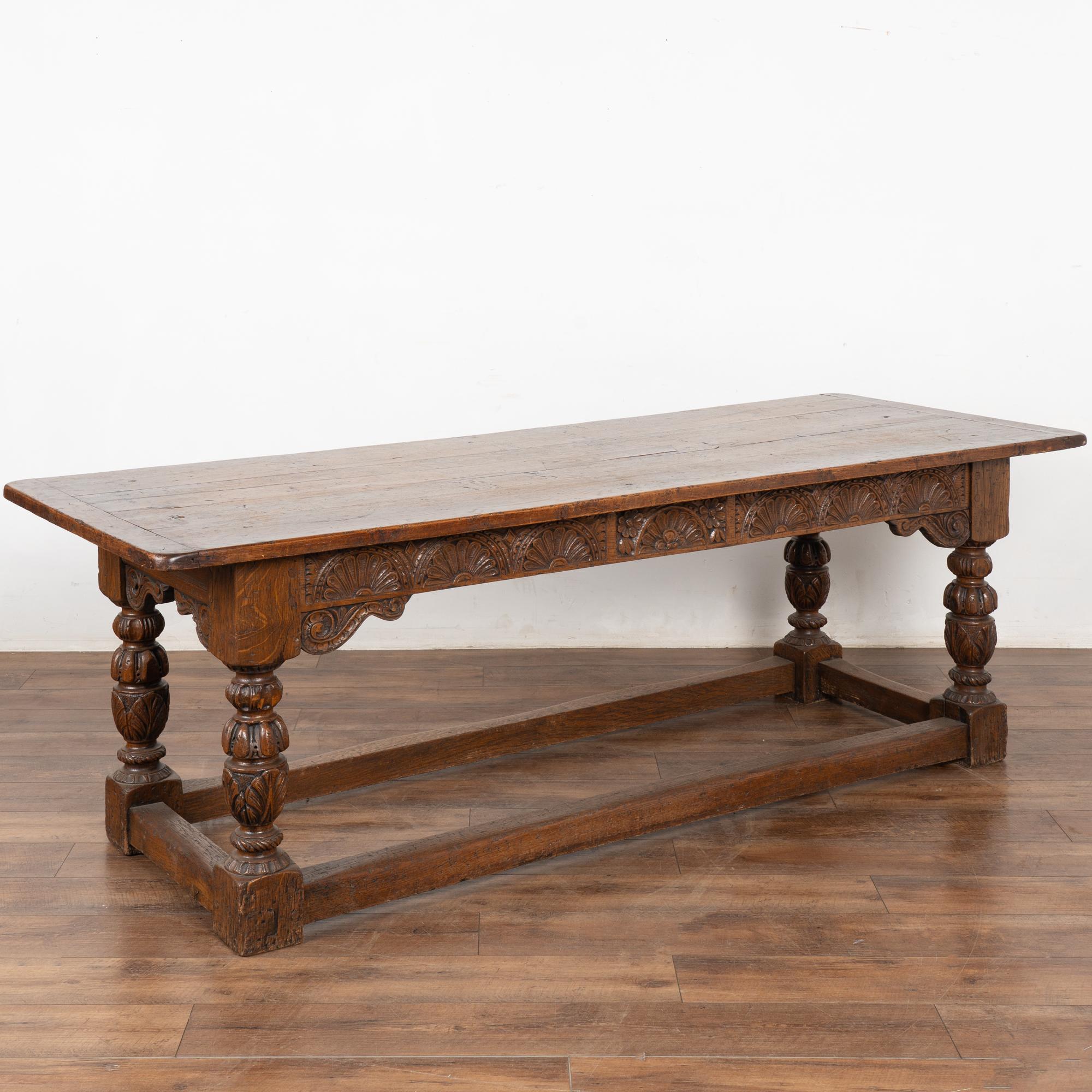 19th Century French Oak Refectory Table Library Console Table For Sale 7