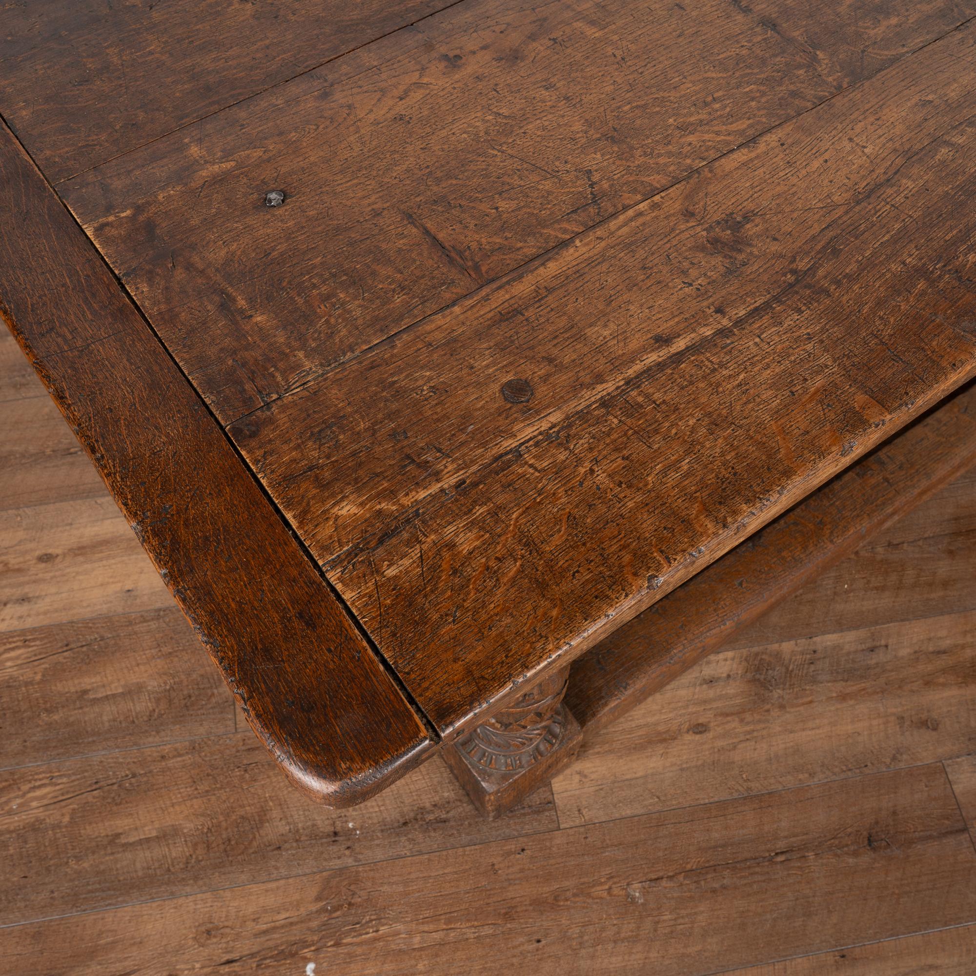 19th Century French Oak Refectory Table Library Console Table For Sale 2