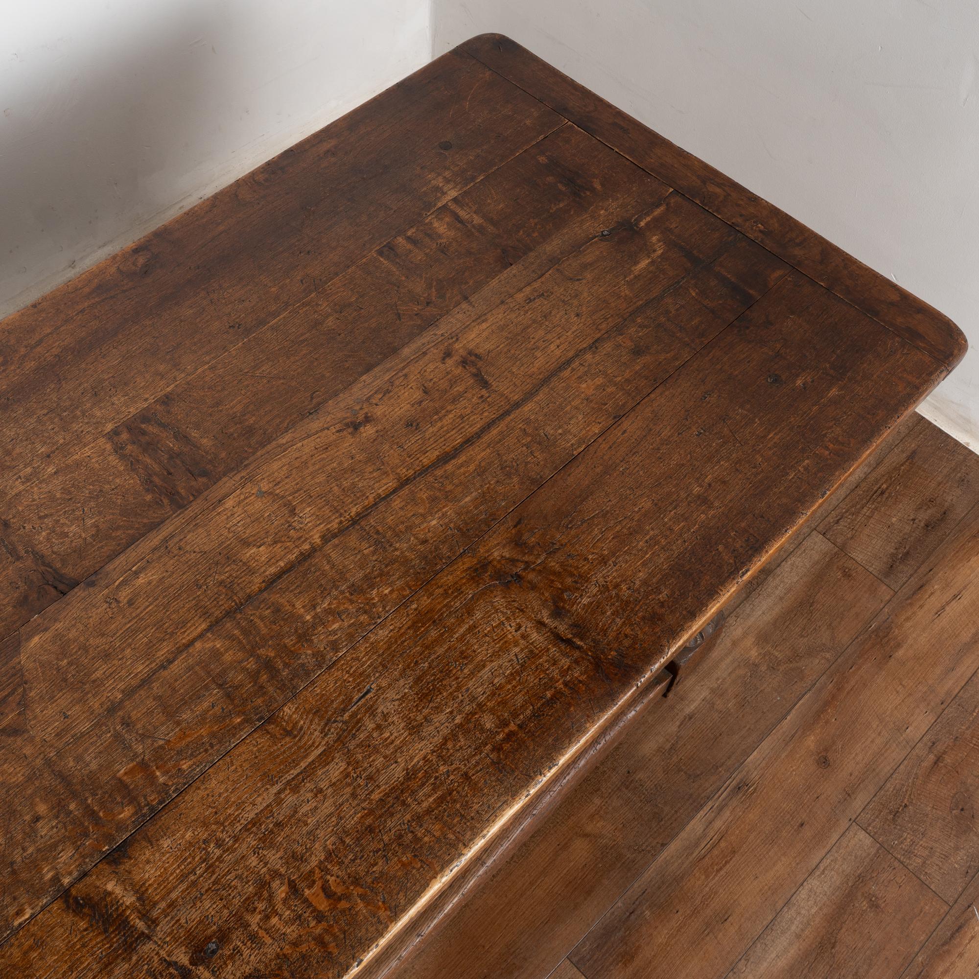 19th Century French Oak Refectory Table Library Console Table For Sale 3