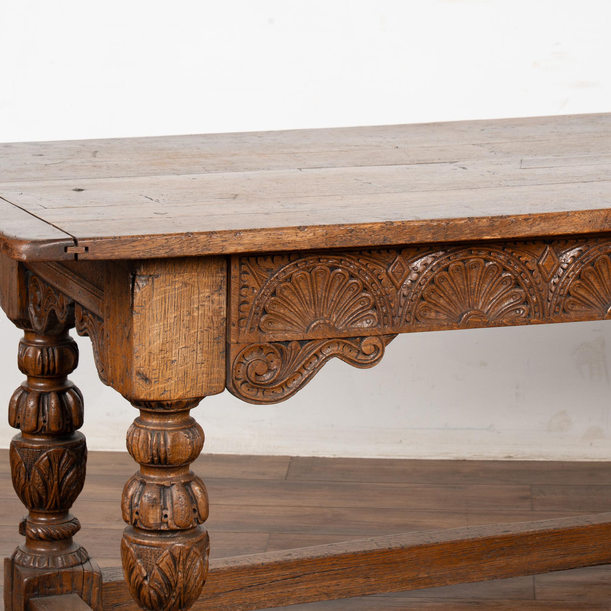 19th Century French Oak Refectory Table Library Console Table For Sale 4