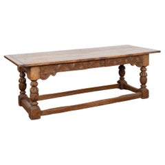 19th Century French Oak Refectory Table Library Console Table