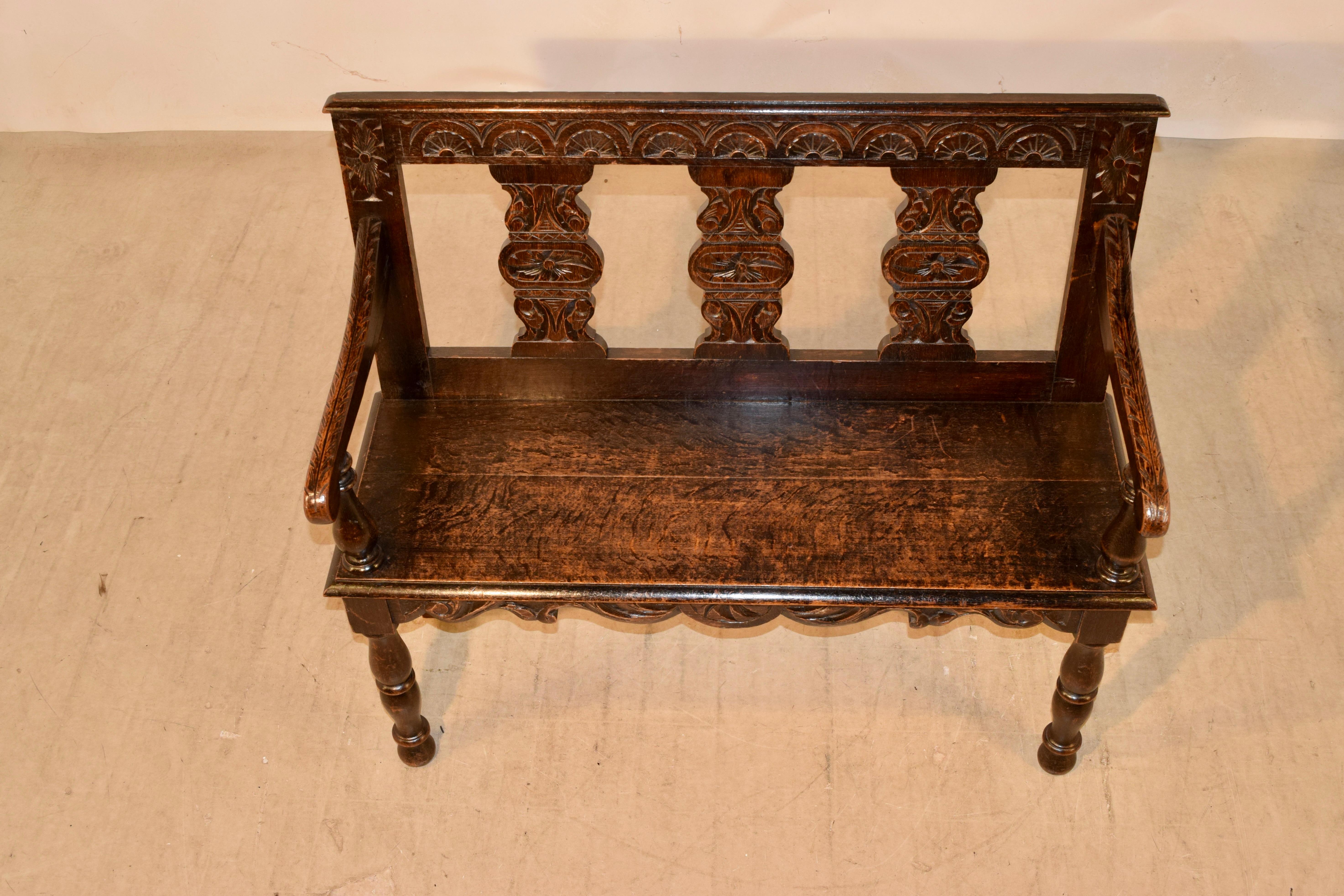 19th Century French Oak Settee For Sale 1
