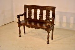 19th Century French Oak Settee with Hand Carving