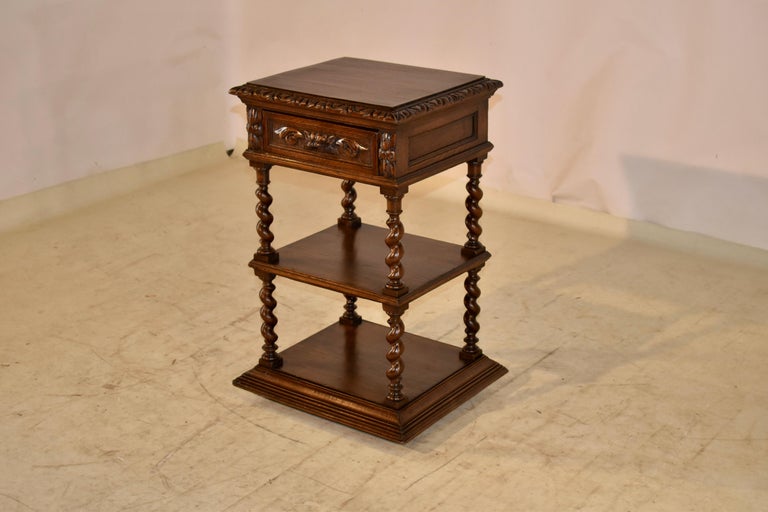 19th Century French Oak Side Table and Shelf For Sale at 1stDibs