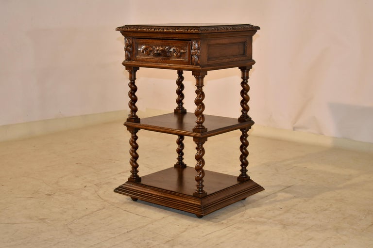 19th Century French Oak Side Table and Shelf For Sale at 1stDibs