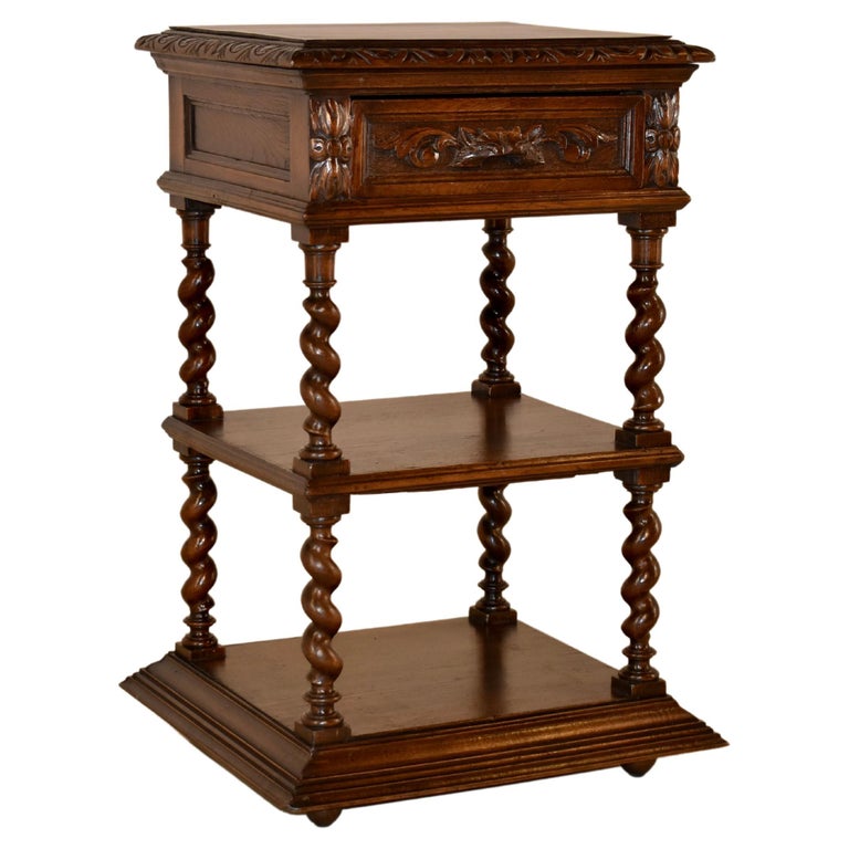 19th Century French Oak Side Table and Shelf For Sale at 1stDibs