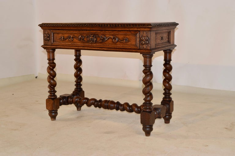 Hand-Carved 19th Century French Oak Side Table