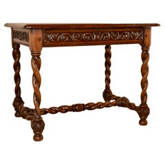 Mesa auxiliar francesa de roble del siglo XIX