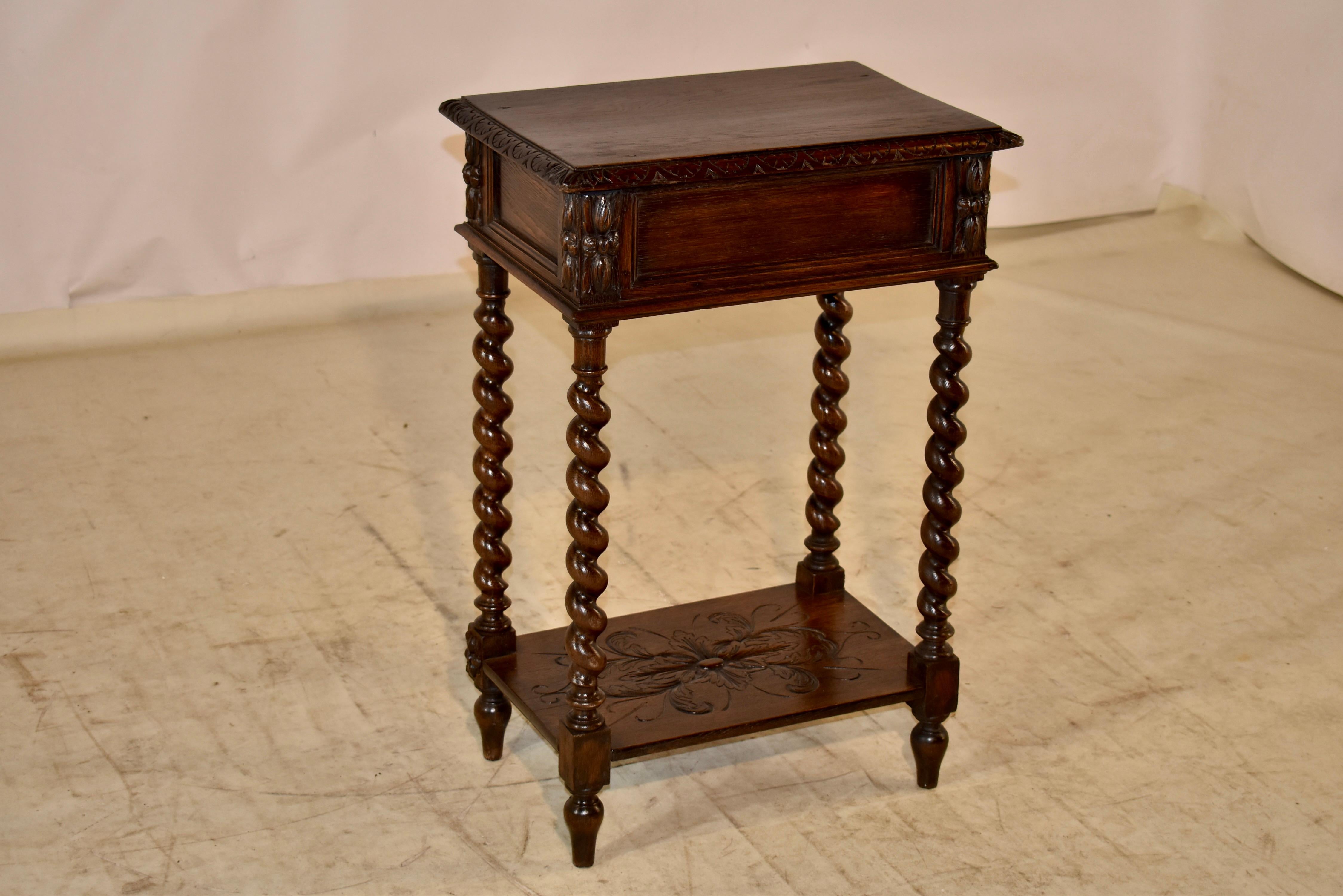 19th Century French Oak Side Table with Drawer 5