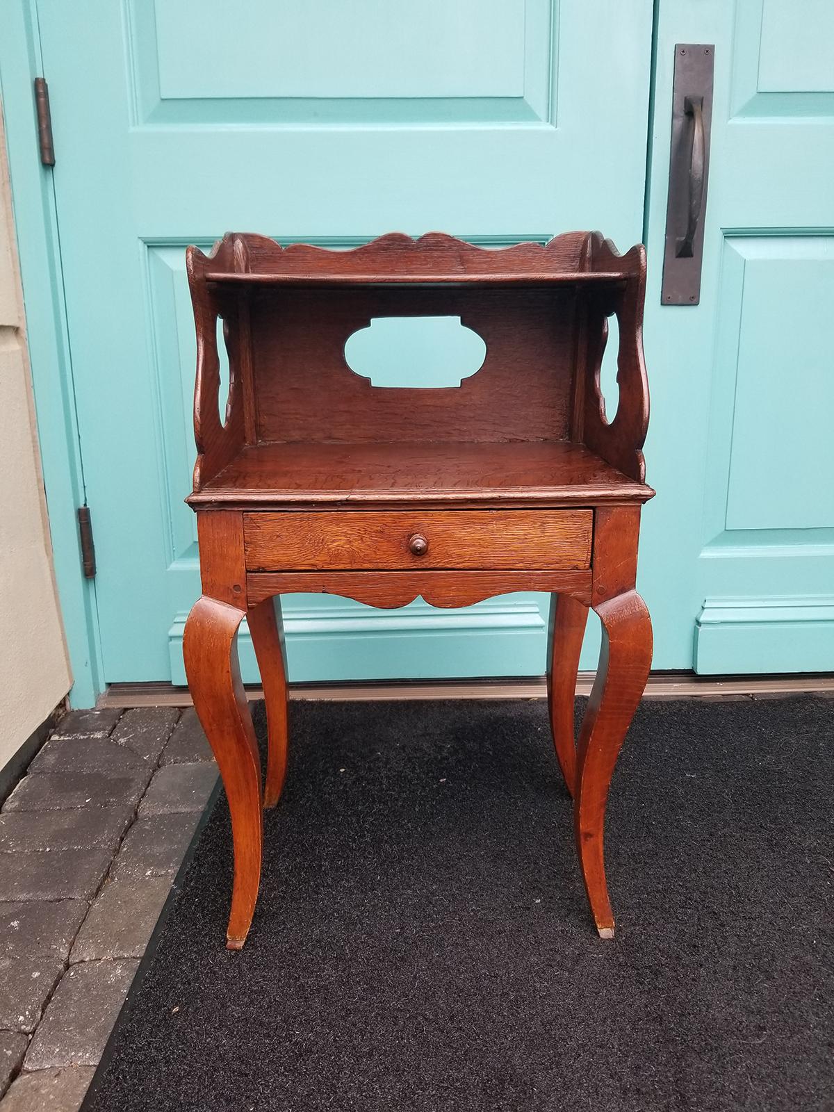 19th century French oak side table with drawer.