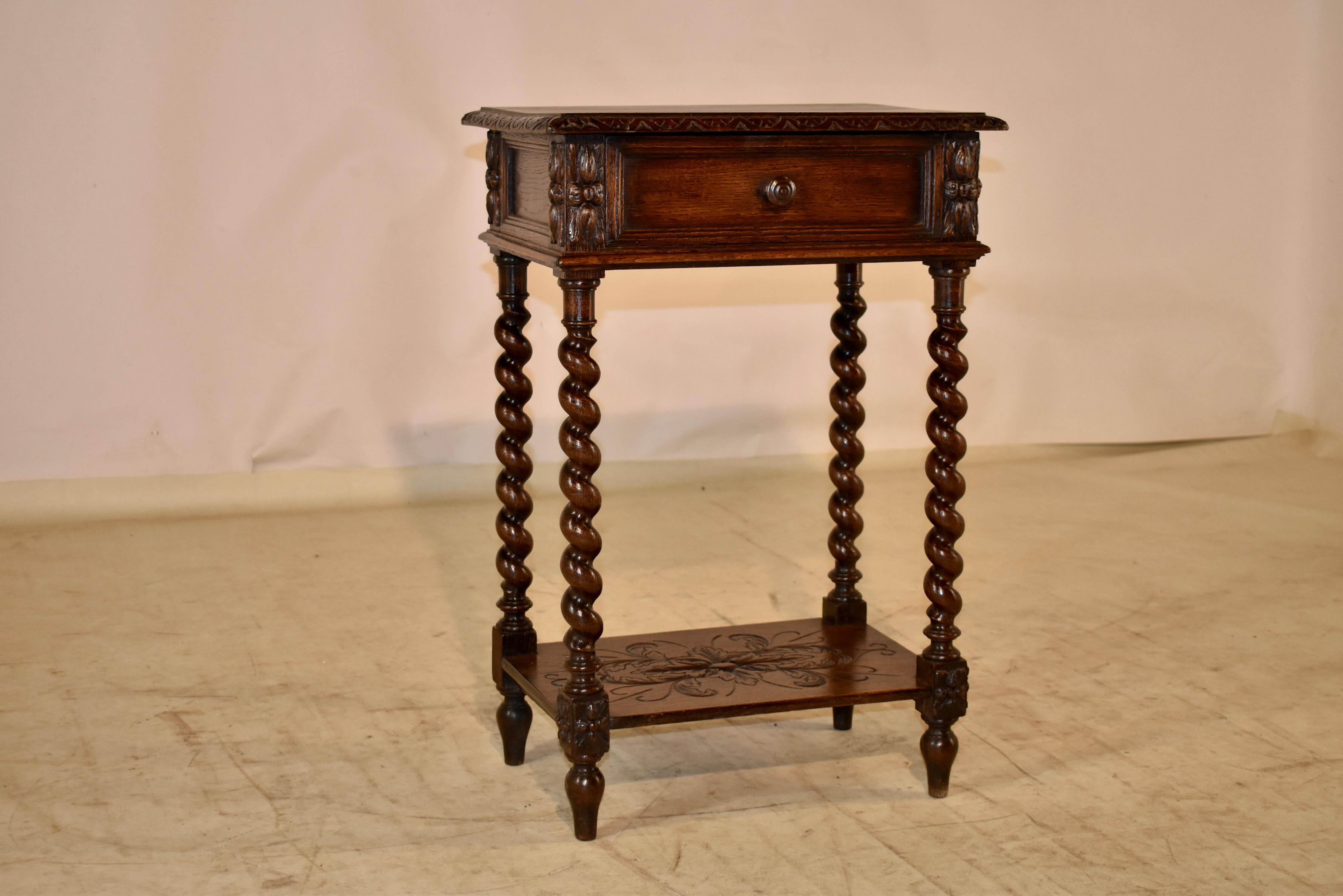 Napoleon III 19th Century French Oak Side Table with Drawer