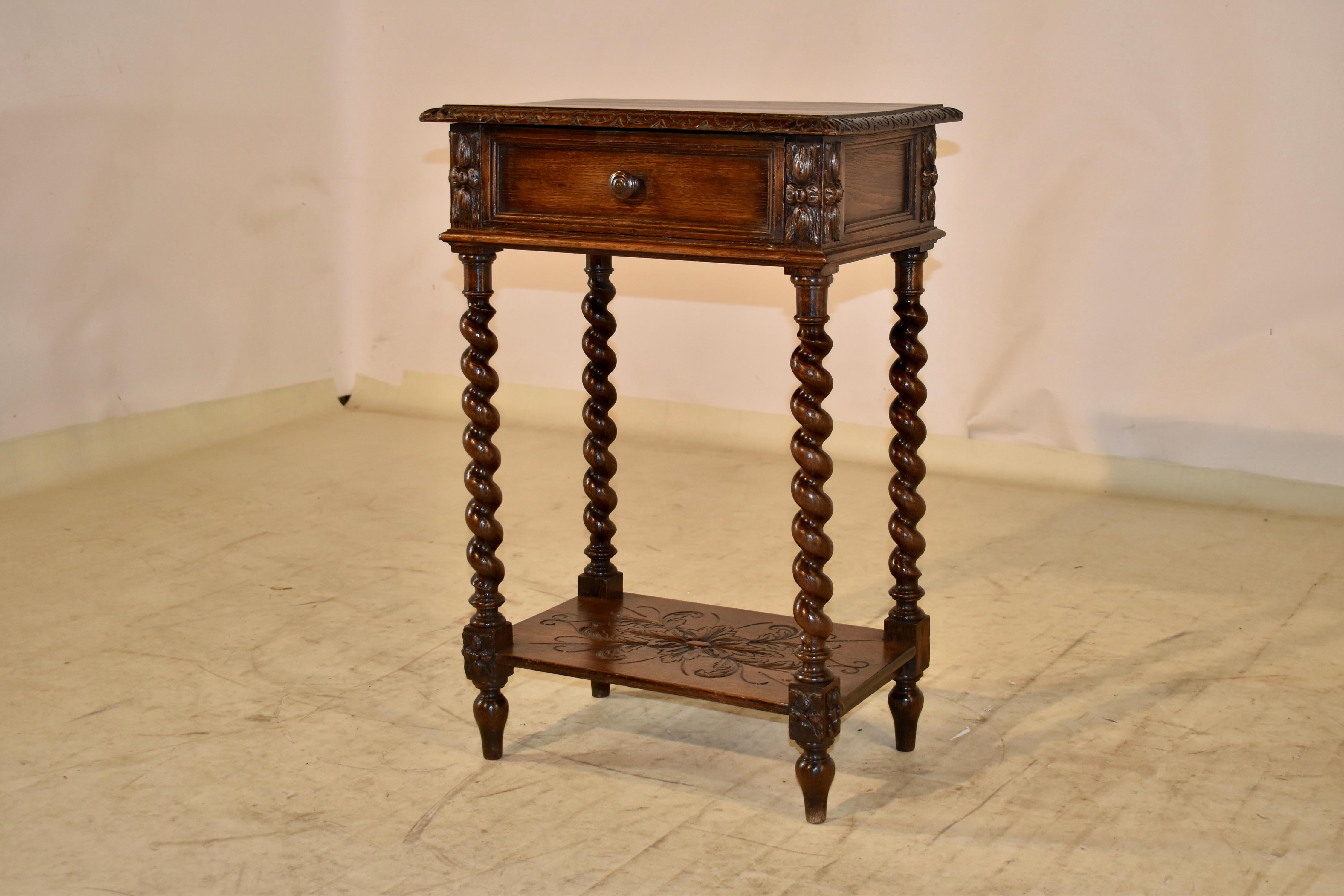 19th Century French Oak Side Table with Drawer In Good Condition In High Point, NC