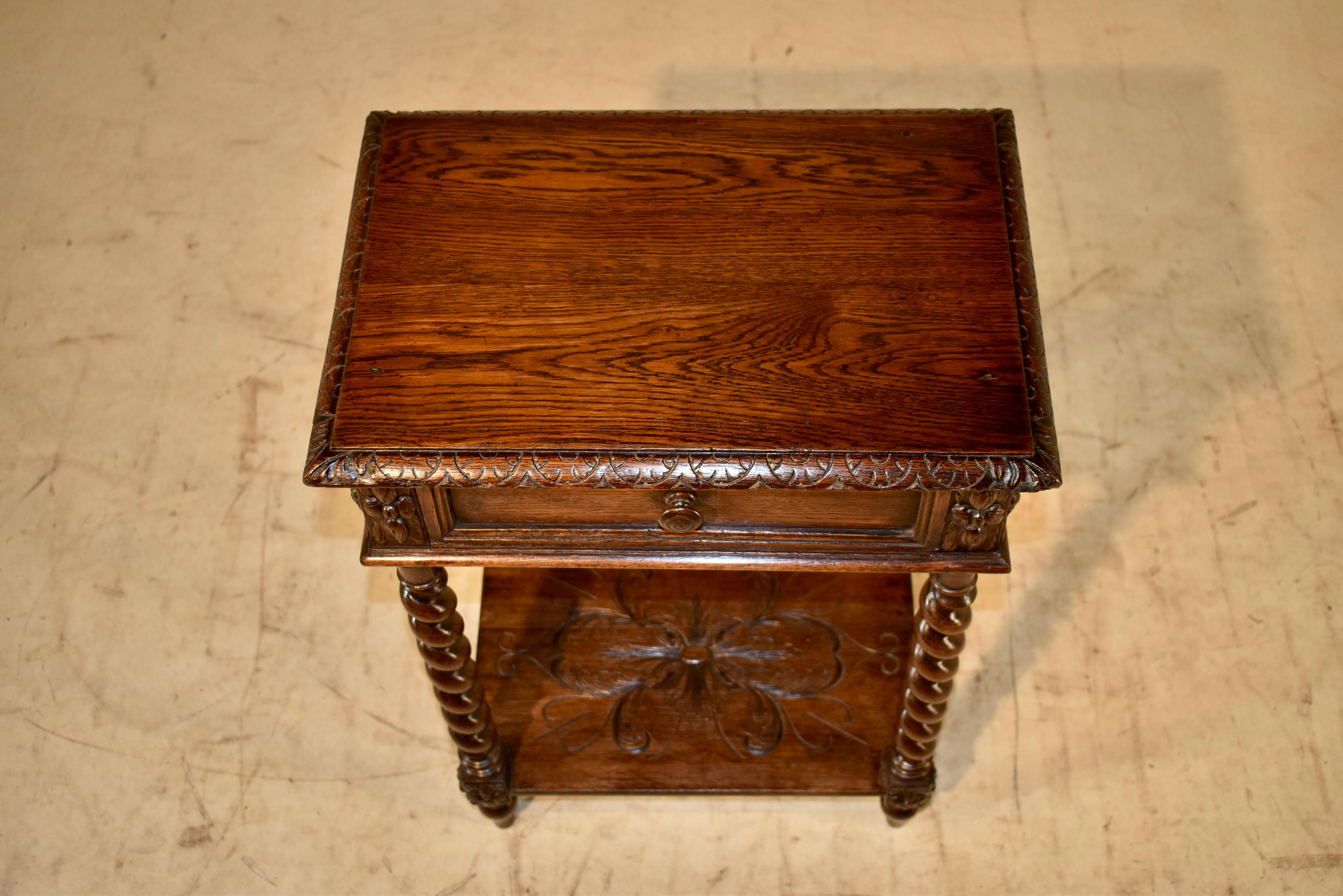 19th Century French Oak Side Table with Drawer 3
