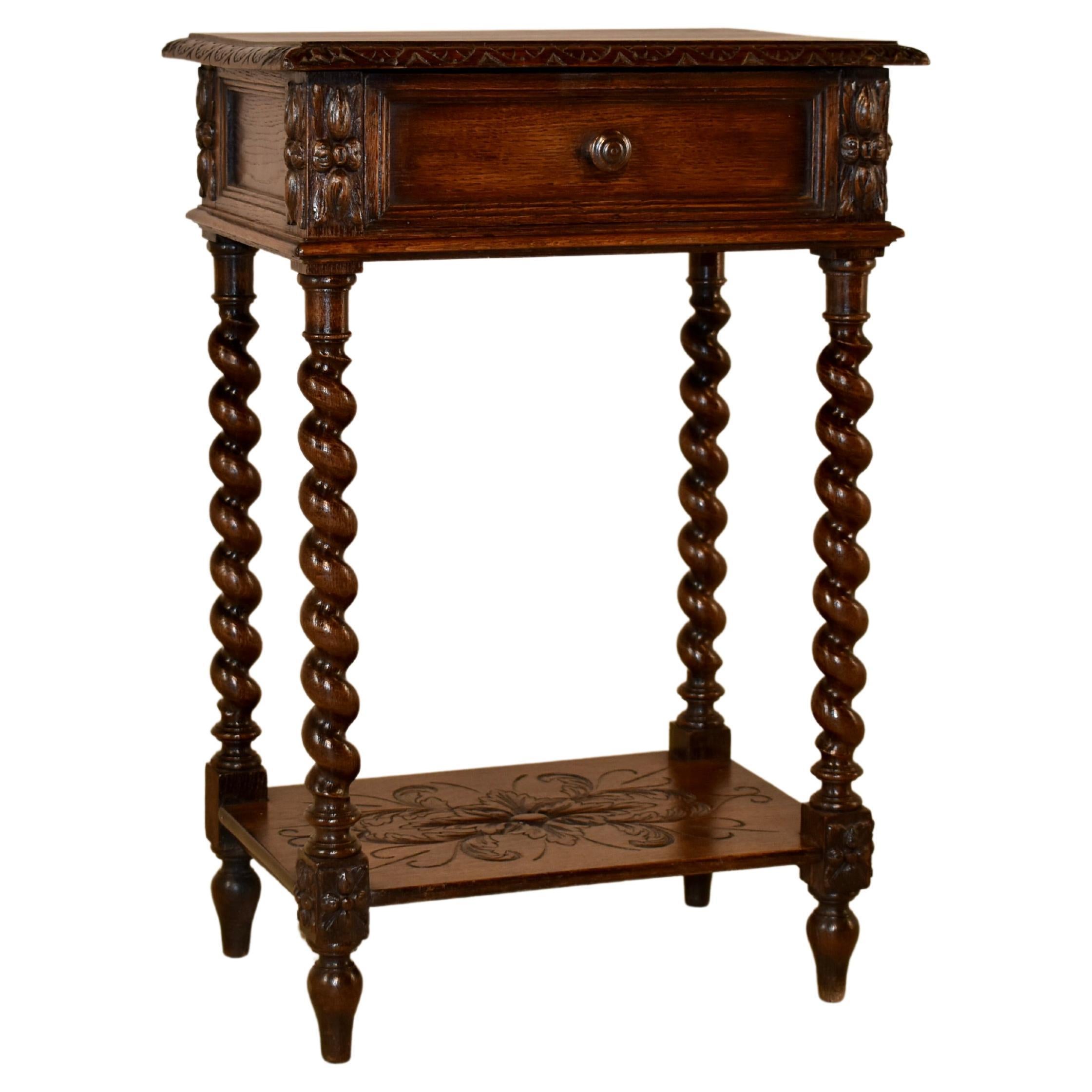 19th Century French Oak Side Table with Drawer