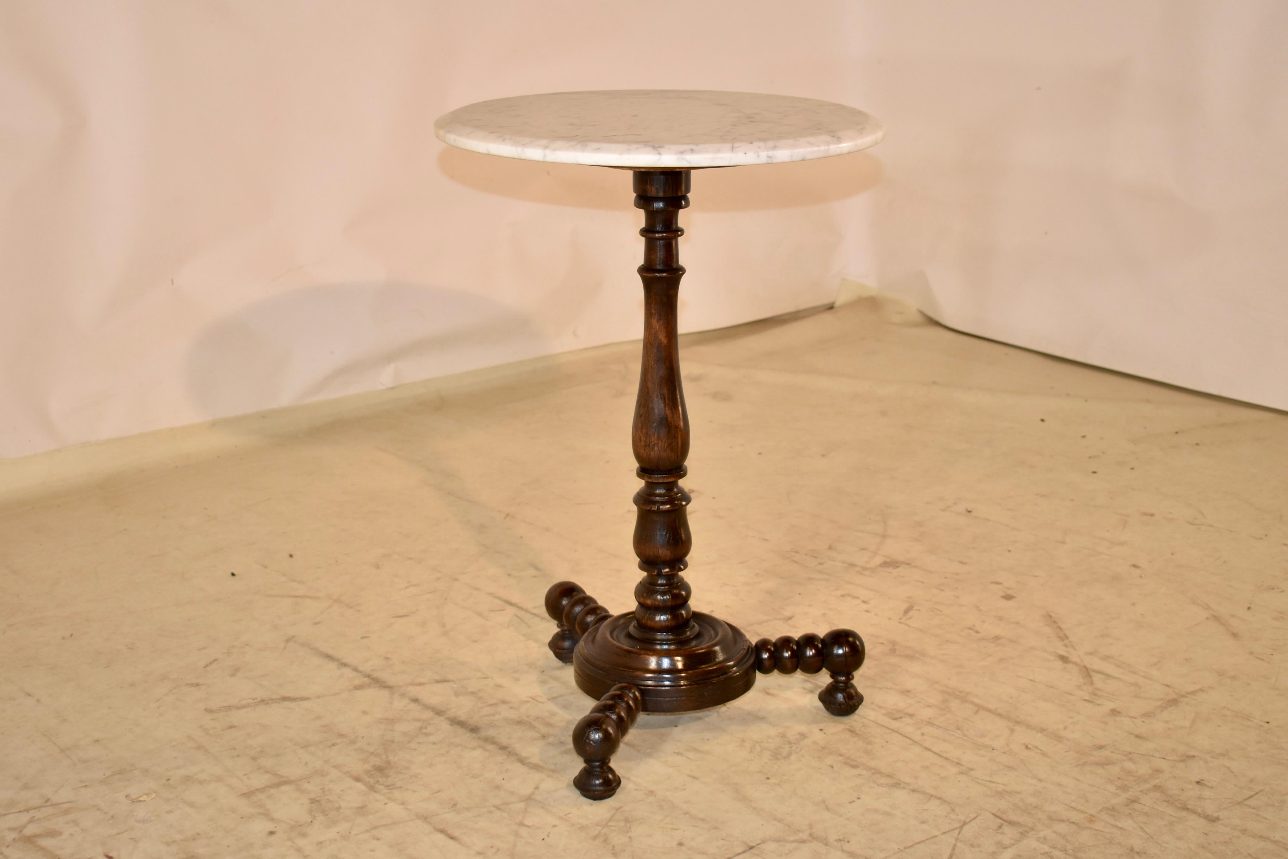 Napoleon III 19th Century French Oak Side Table with Marble Top