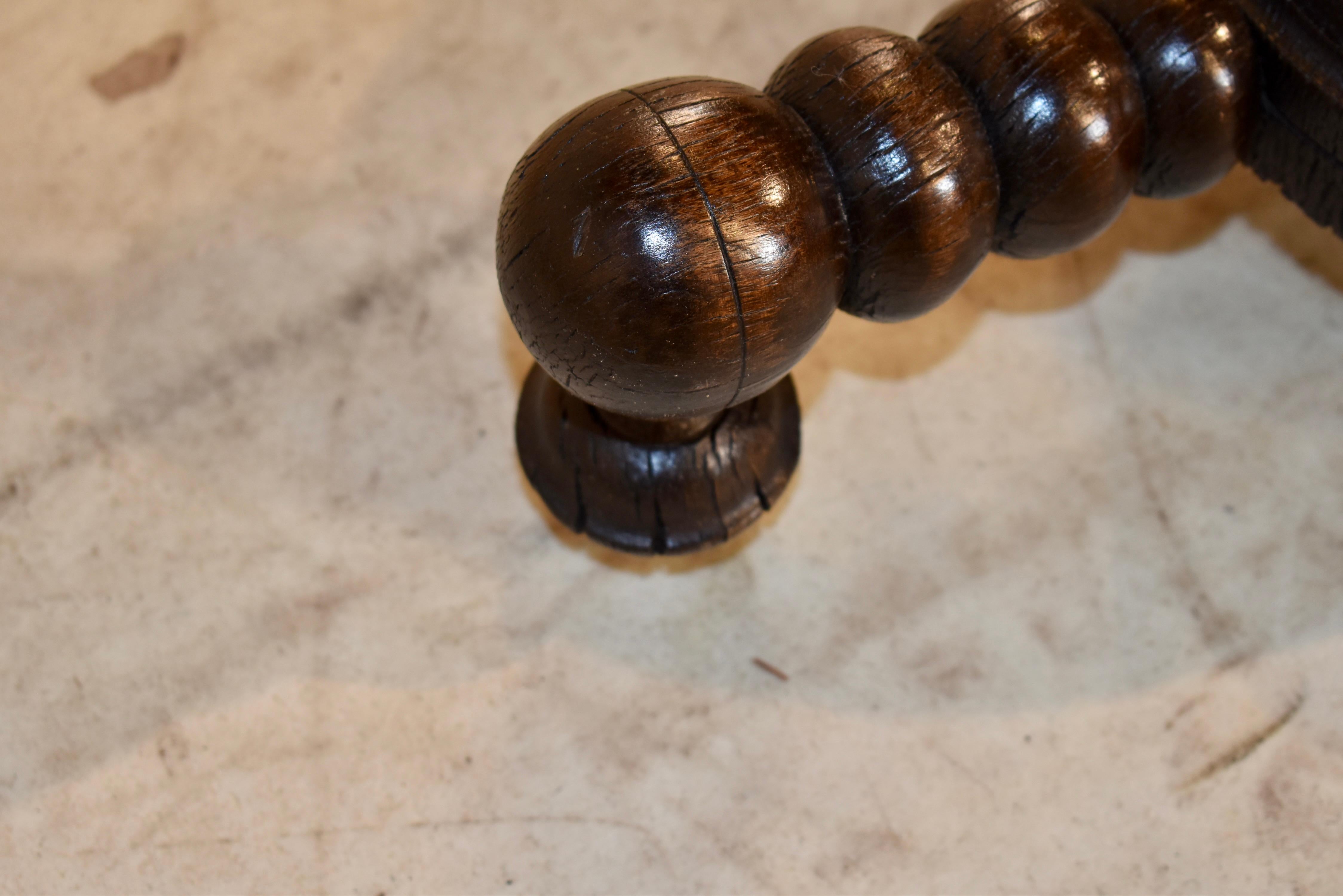 19th Century French Oak Side Table with Marble Top 2