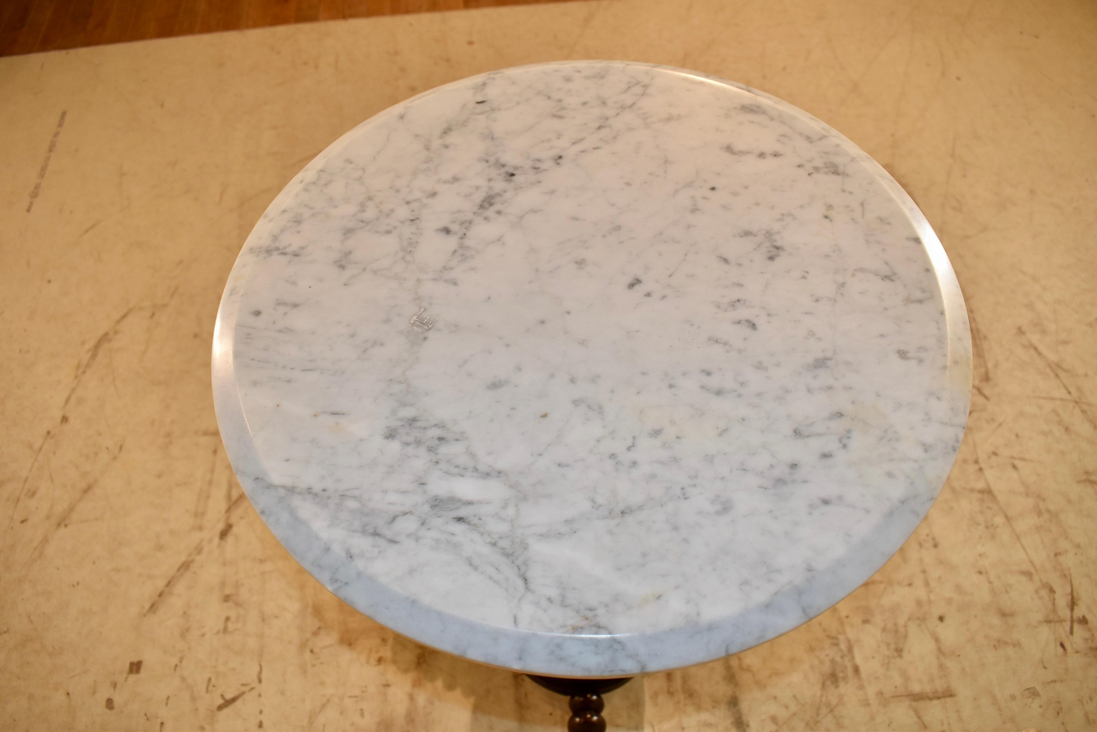19th Century French Oak Side Table with Marble Top 3