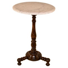 19th Century French Oak Side Table with Marble Top