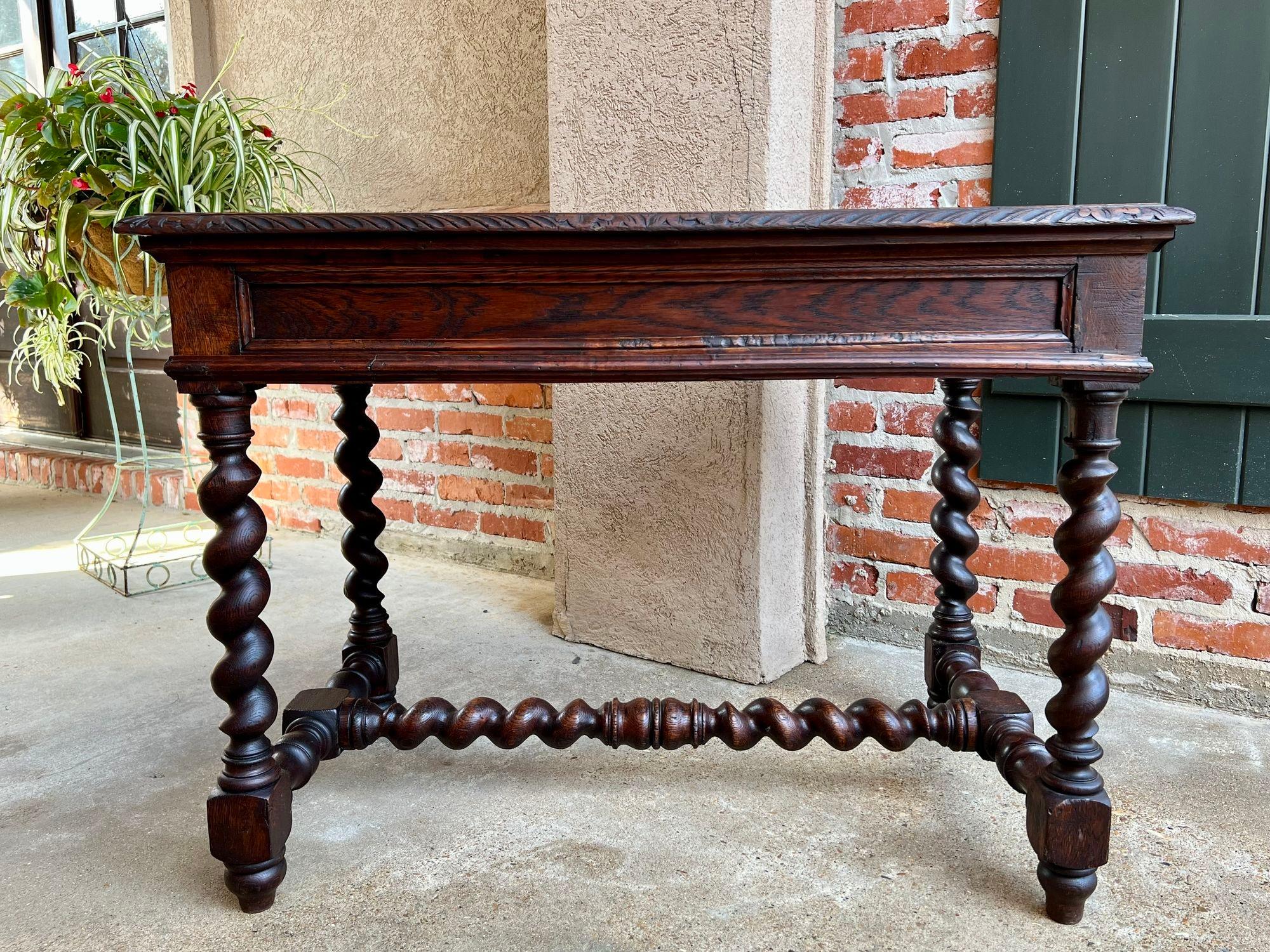 19th century French Oak Sofa Table Writing Desk Carved Black Forest Barley Twist 4