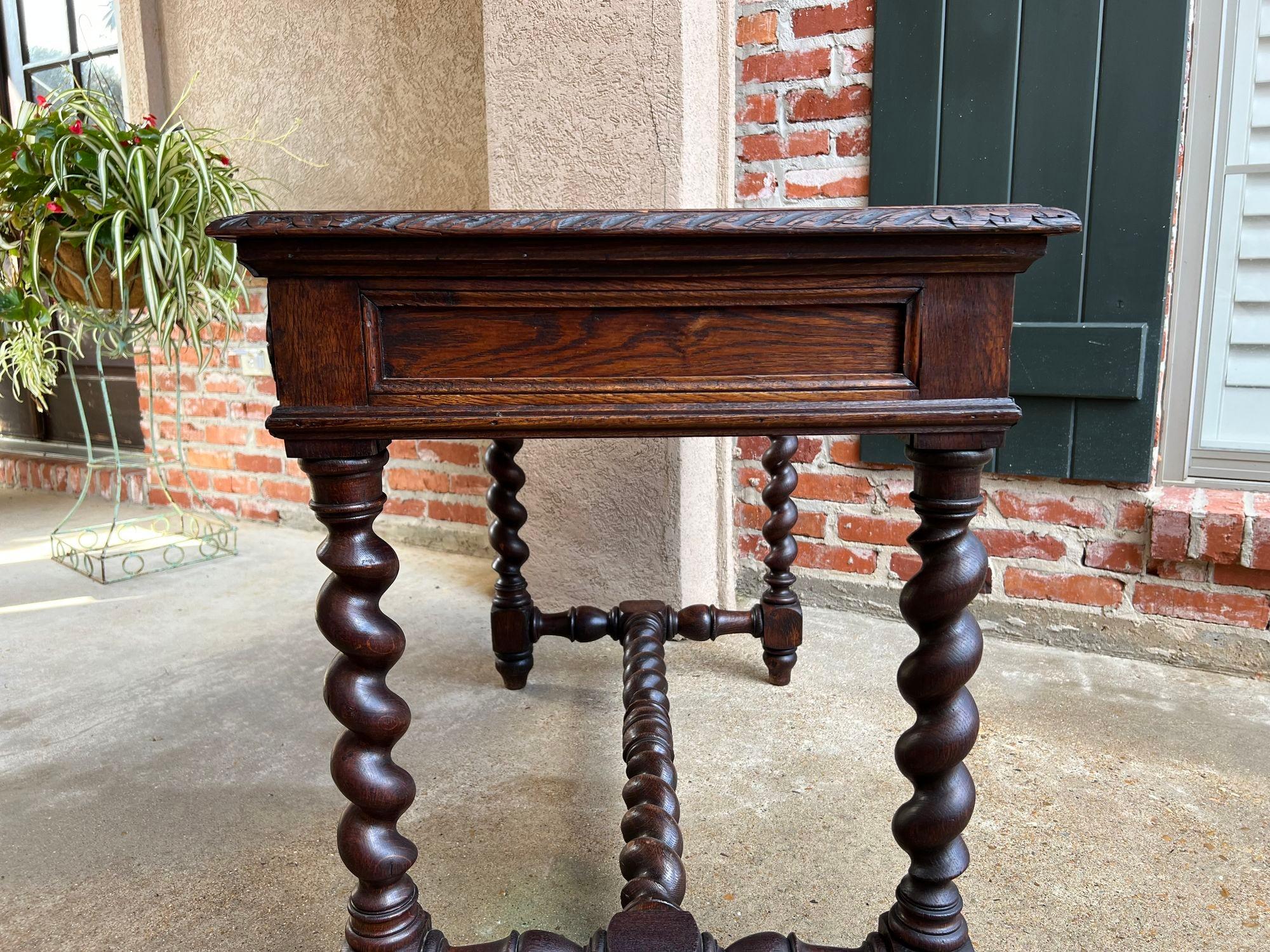 19th century French Oak Sofa Table Writing Desk Carved Black Forest Barley Twist 12