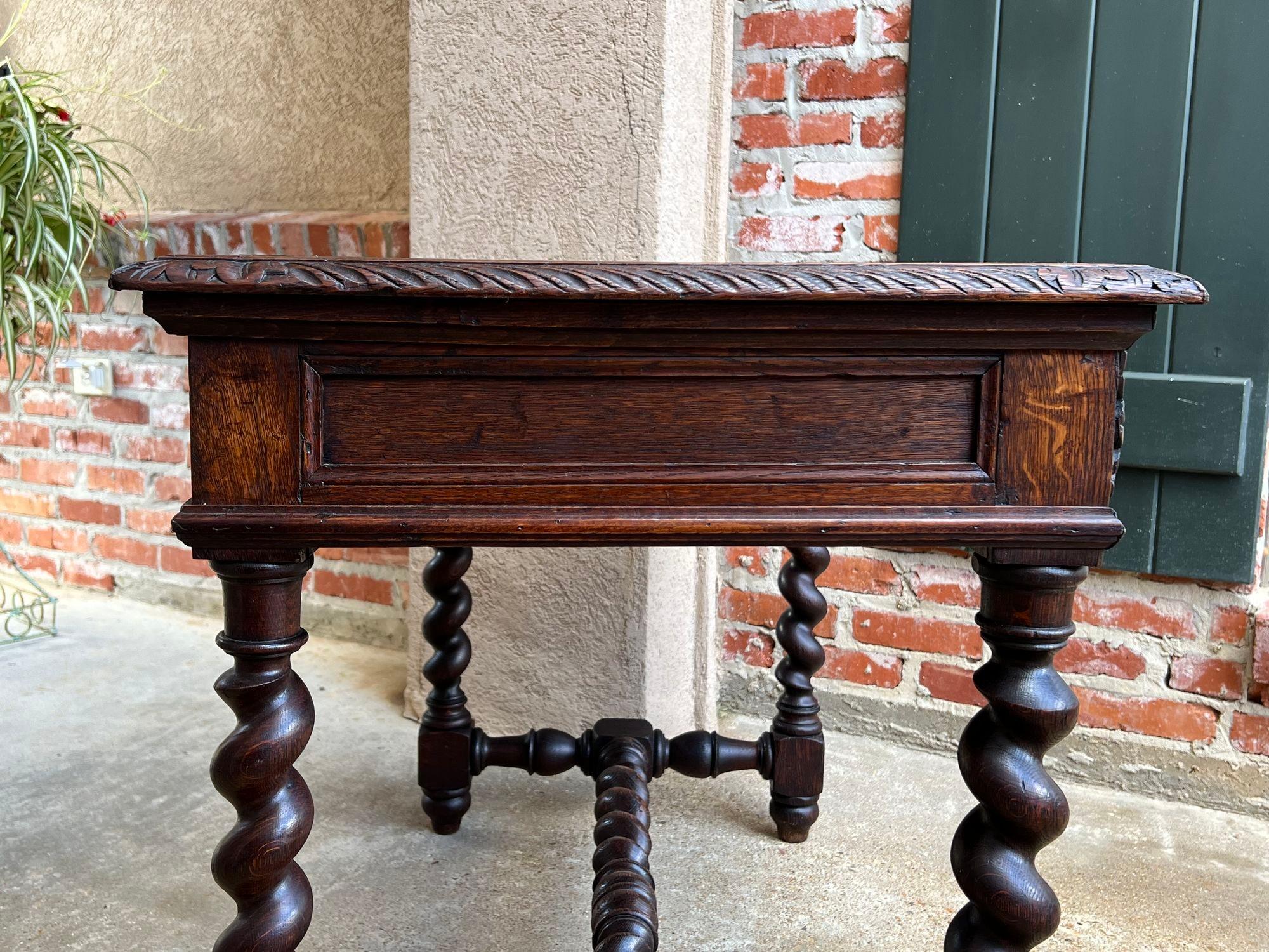 19th century French Oak Sofa Table Writing Desk Carved Black Forest Barley Twist 13