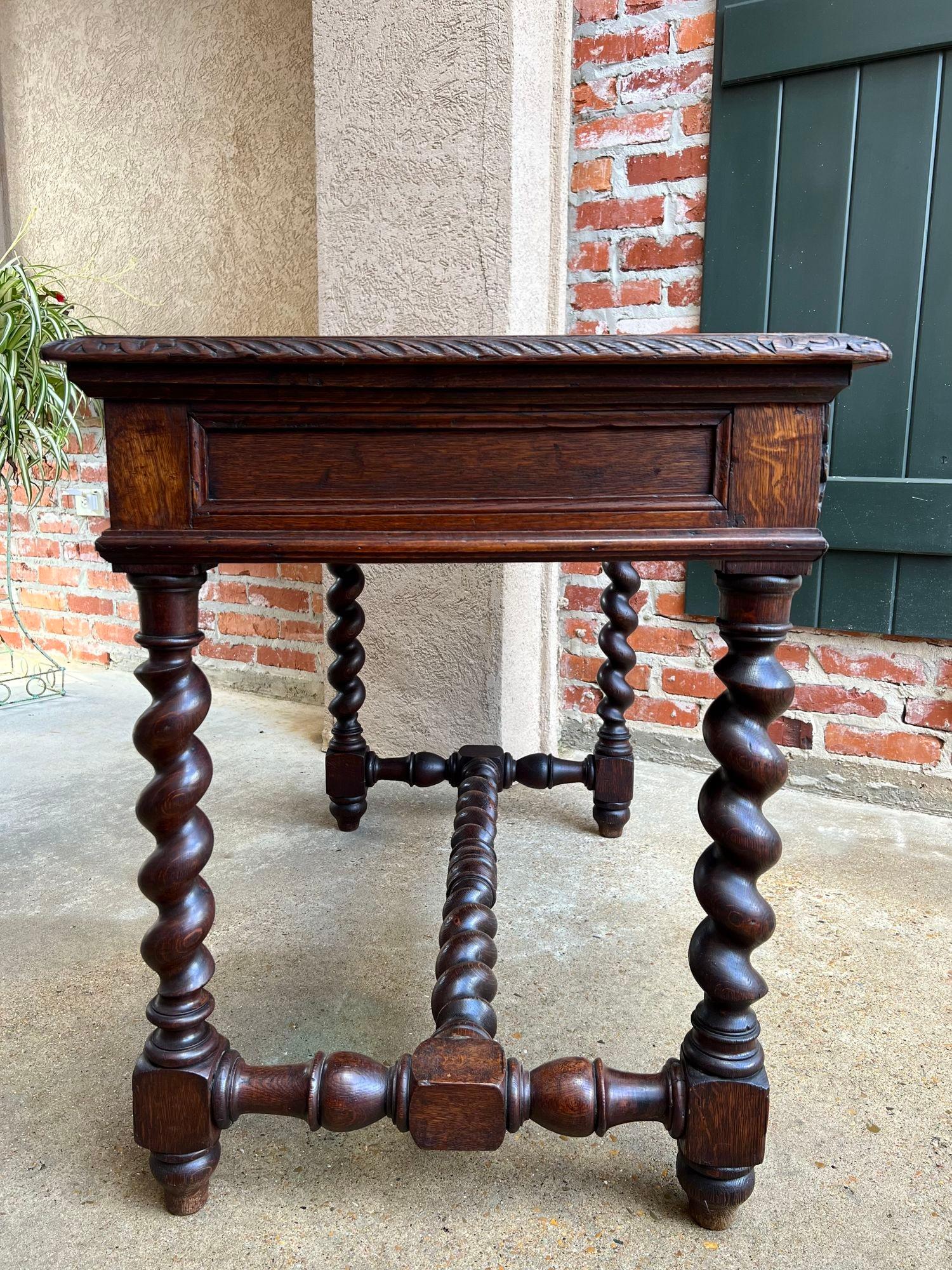 19th century French Oak Sofa Table Writing Desk Carved Black Forest Barley Twist 2